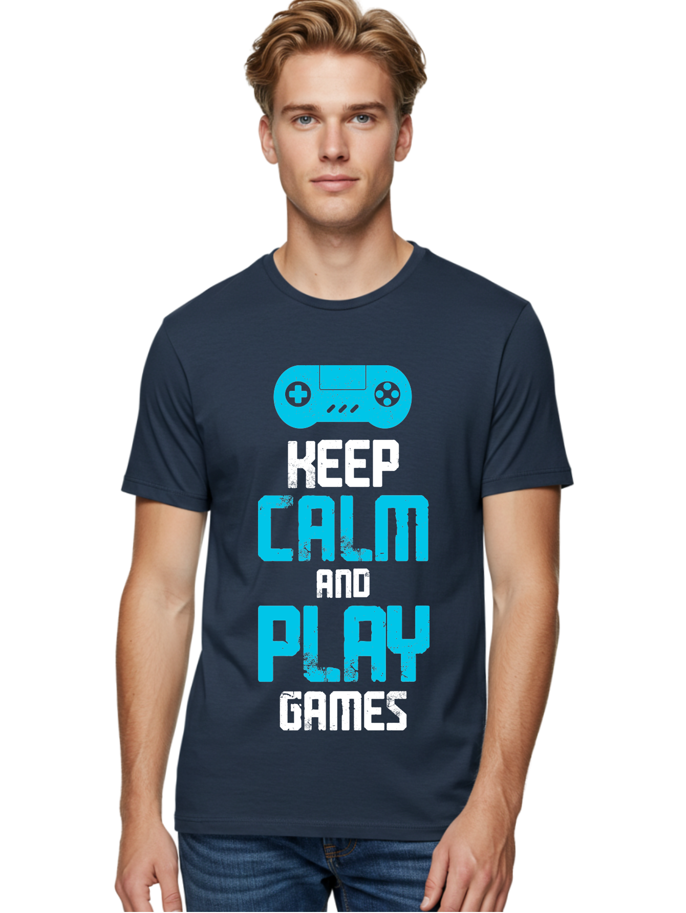 Keep-Calm-And-Play-Games Men'S Graphic Tee, 100% Cotton, Comfortable Casual Summer Wear, Machine Washable, Gaming Poster, Playful Design, Keep Calm Parody, Video Game Controller, Gamer Gift, Retro Gaming Style, Fun Typography, - Aaa652 22