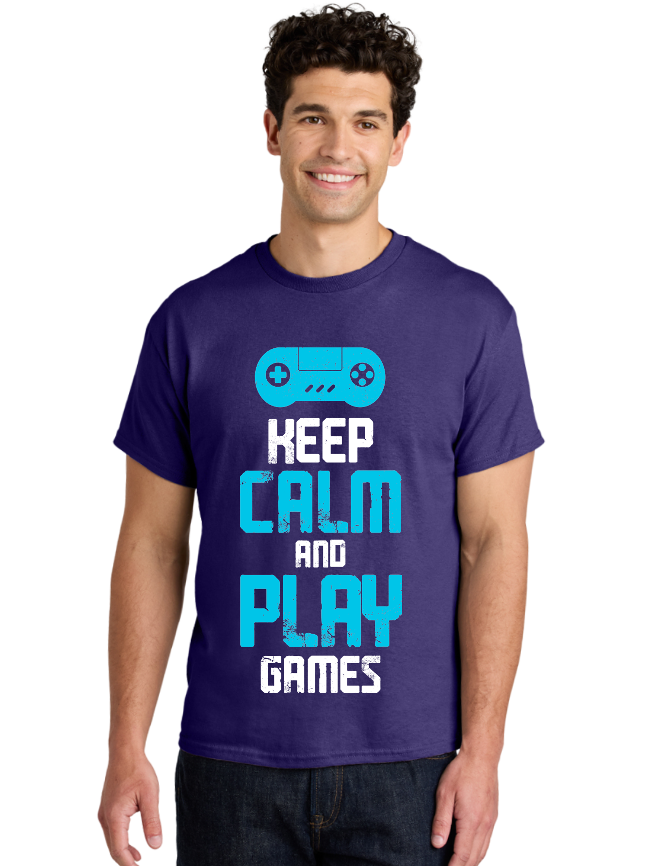 Keep-Calm-And-Play-Games Men'S Graphic Tee, 100% Cotton, Comfortable Casual Summer Wear, Machine Washable, Gaming Poster, Playful Design, Keep Calm Parody, Video Game Controller, Gamer Gift, Retro Gaming Style, Fun Typography, - Aaa652 14