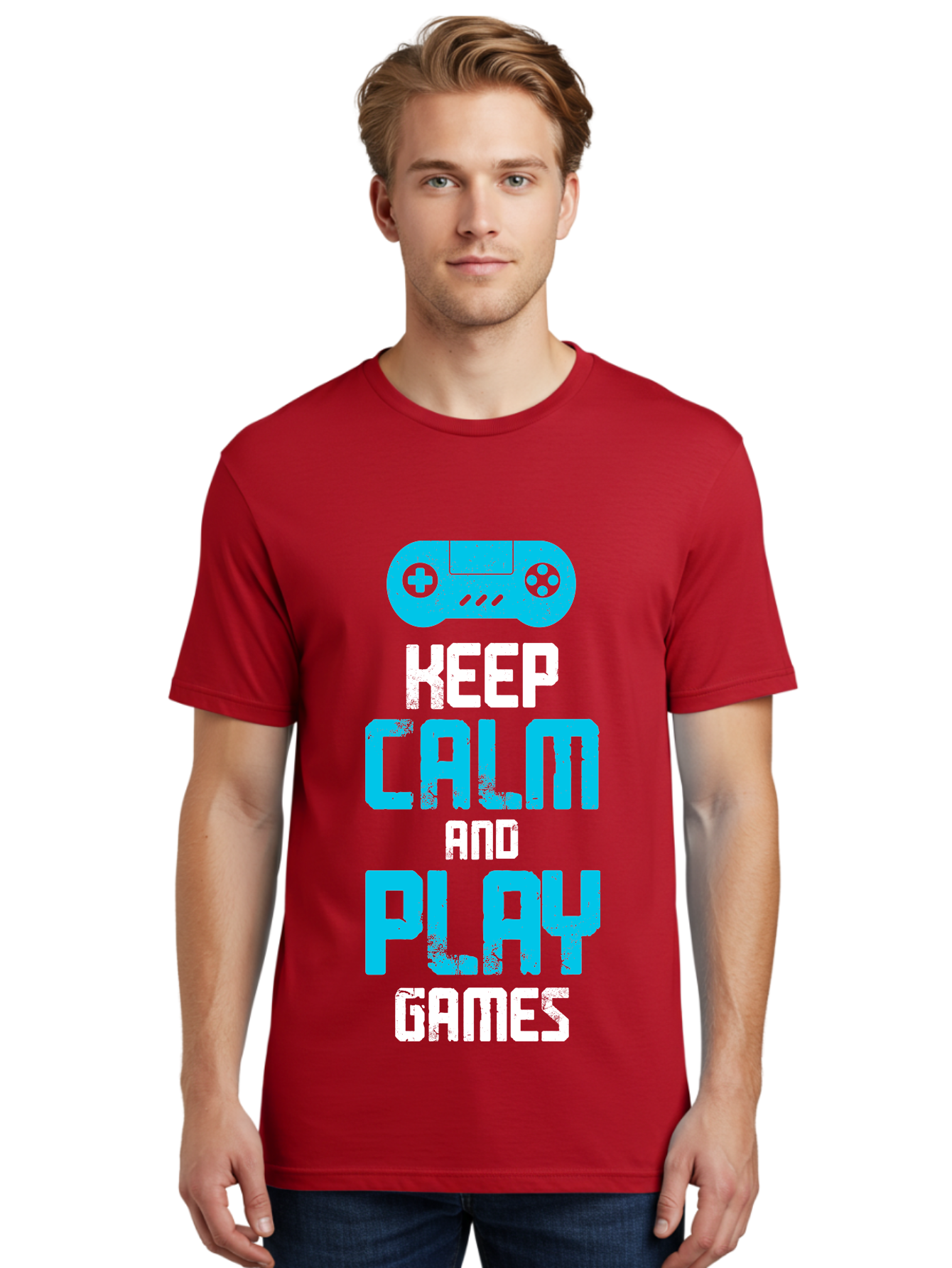 Keep-Calm-And-Play-Games Men'S Graphic Tee, 100% Cotton, Comfortable Casual Summer Wear, Machine Washable, Gaming Poster, Playful Design, Keep Calm Parody, Video Game Controller, Gamer Gift, Retro Gaming Style, Fun Typography, - Aaa652 4