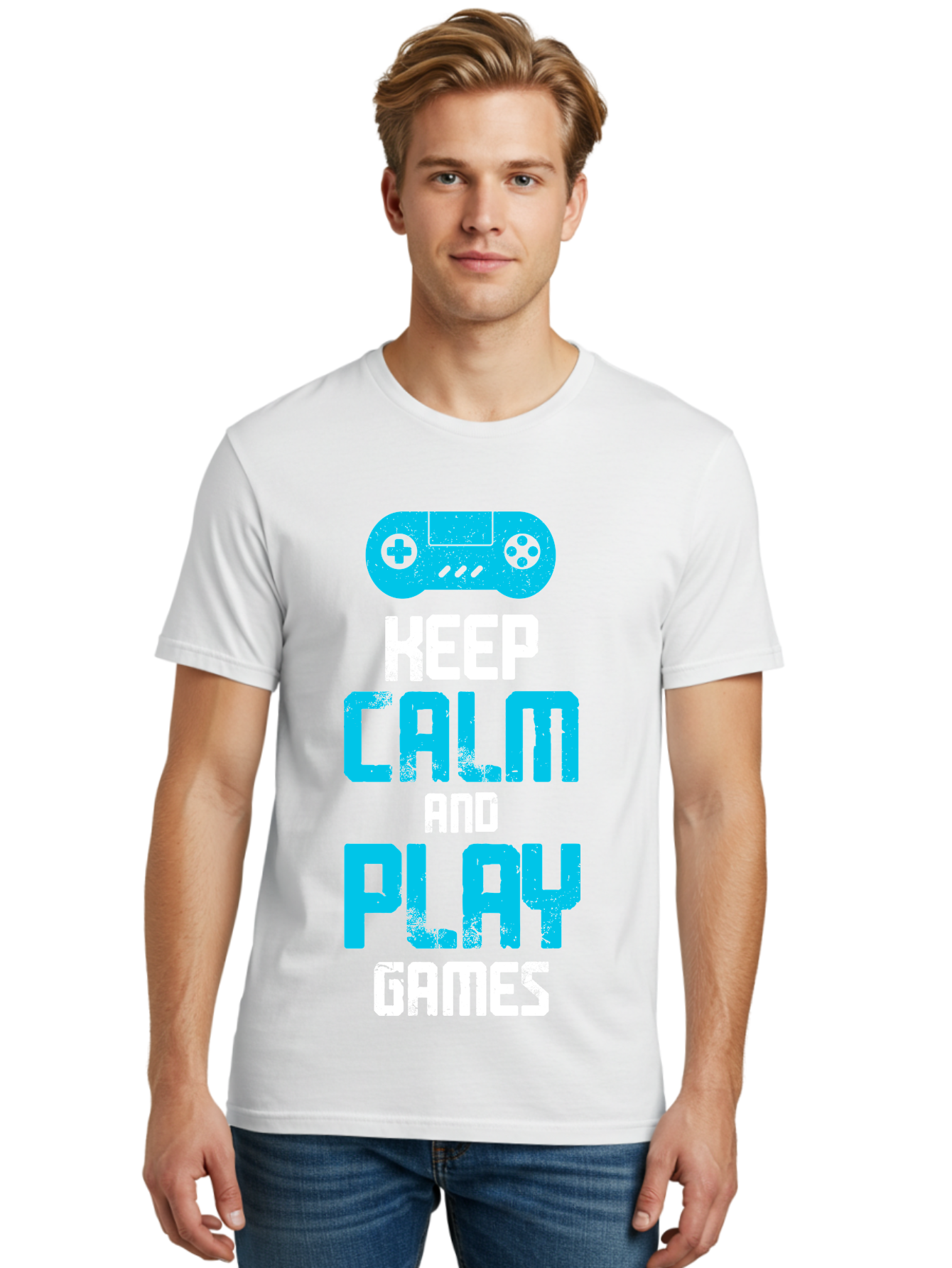 Keep-Calm-And-Play-Games Men'S Graphic Tee, 100% Cotton, Comfortable Casual Summer Wear, Machine Washable, Gaming Poster, Playful Design, Keep Calm Parody, Video Game Controller, Gamer Gift, Retro Gaming Style, Fun Typography, - Aaa652 30