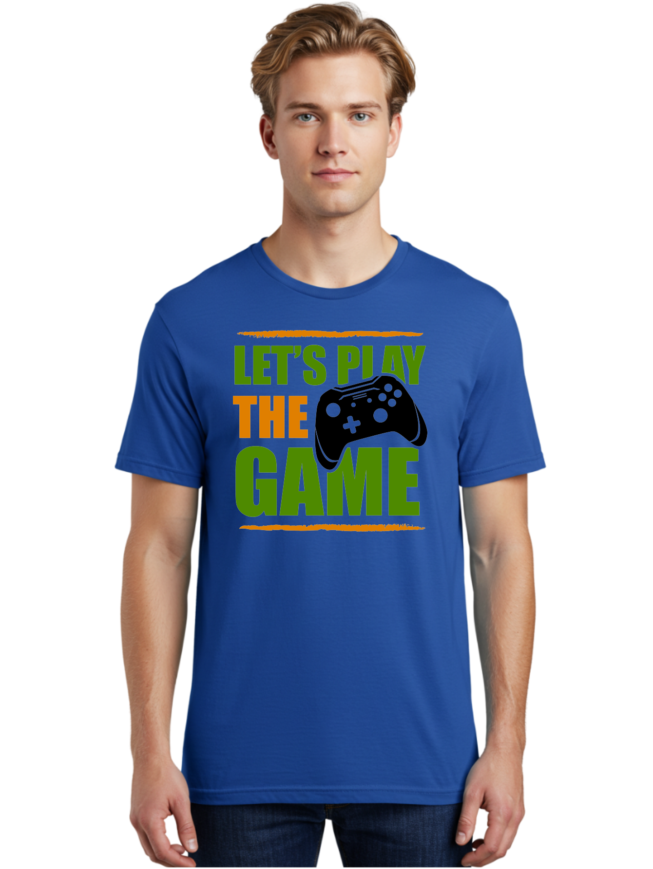 Let-S-Play-Game Men'S Graphic Tee, 100% Cotton, Comfortable Casual Summer Wear, Machine Washable, Game Controller, Playful Vibe, Gaming Inspiration, Let'S Play, Fun Gaming, Video Game, Gaming Culture, Gaming Community, Game On - Aaa653 16