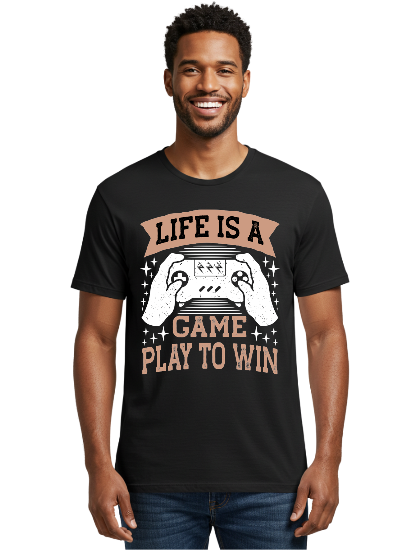 Life-Is-A-Game-Play-To-Win Men'S Graphic Tee, 100% Cotton, Comfortable Casual Summer Wear, Machine Washable, Gaming Inspiration, Game Controller, Motivational Quote, Life Is A Game, Play To Win, Video Game Culture, Gamer Motivation, - Aaa654 6