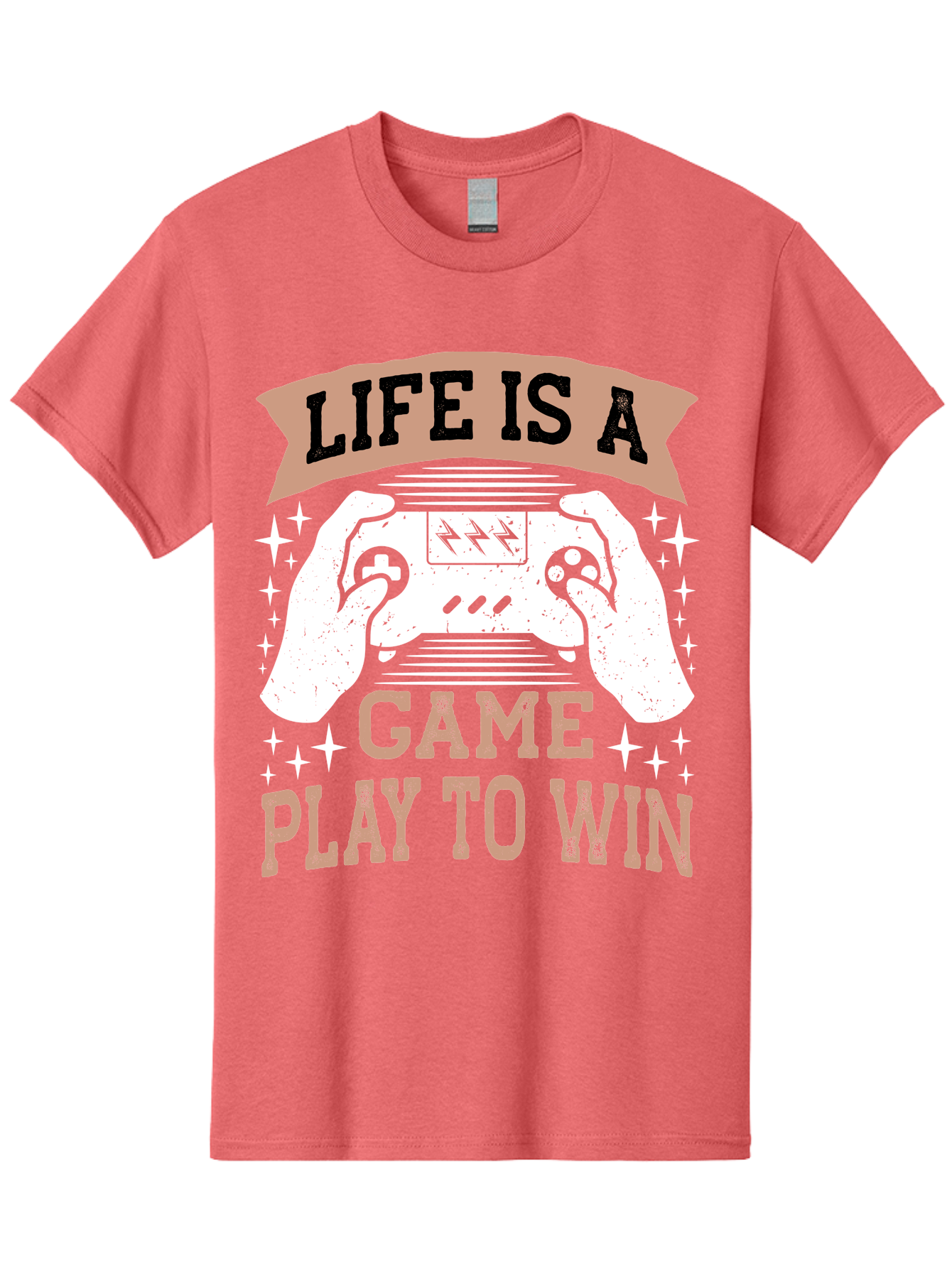 Life-Is-A-Game-Play-To-Win Men'S Graphic Tee, 100% Cotton, Comfortable Casual Summer Wear, Machine Washable, Gaming Inspiration, Game Controller, Motivational Quote, Life Is A Game, Play To Win, Video Game Culture, Gamer Motivation, - Aaa654 23