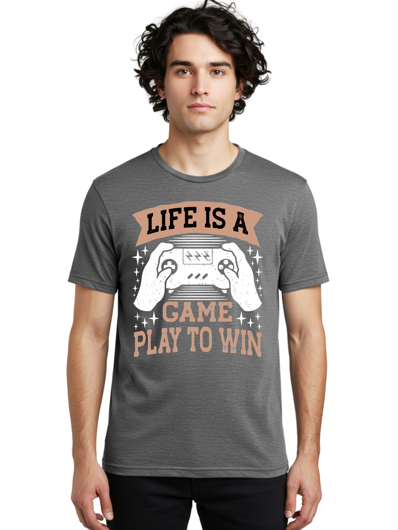 Life-Is-A-Game-Play-To-Win Men'S Graphic Tee, 100% Cotton, Comfortable Casual Summer Wear, Machine Washable, Gaming Inspiration, Game Controller, Motivational Quote, Life Is A Game, Play To Win, Video Game Culture, Gamer Motivation, - Aaa654 20