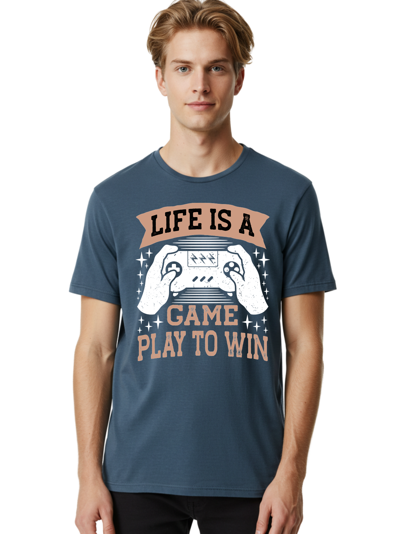 Life-Is-A-Game-Play-To-Win Men'S Graphic Tee, 100% Cotton, Comfortable Casual Summer Wear, Machine Washable, Gaming Inspiration, Game Controller, Motivational Quote, Life Is A Game, Play To Win, Video Game Culture, Gamer Motivation, - Aaa654 12