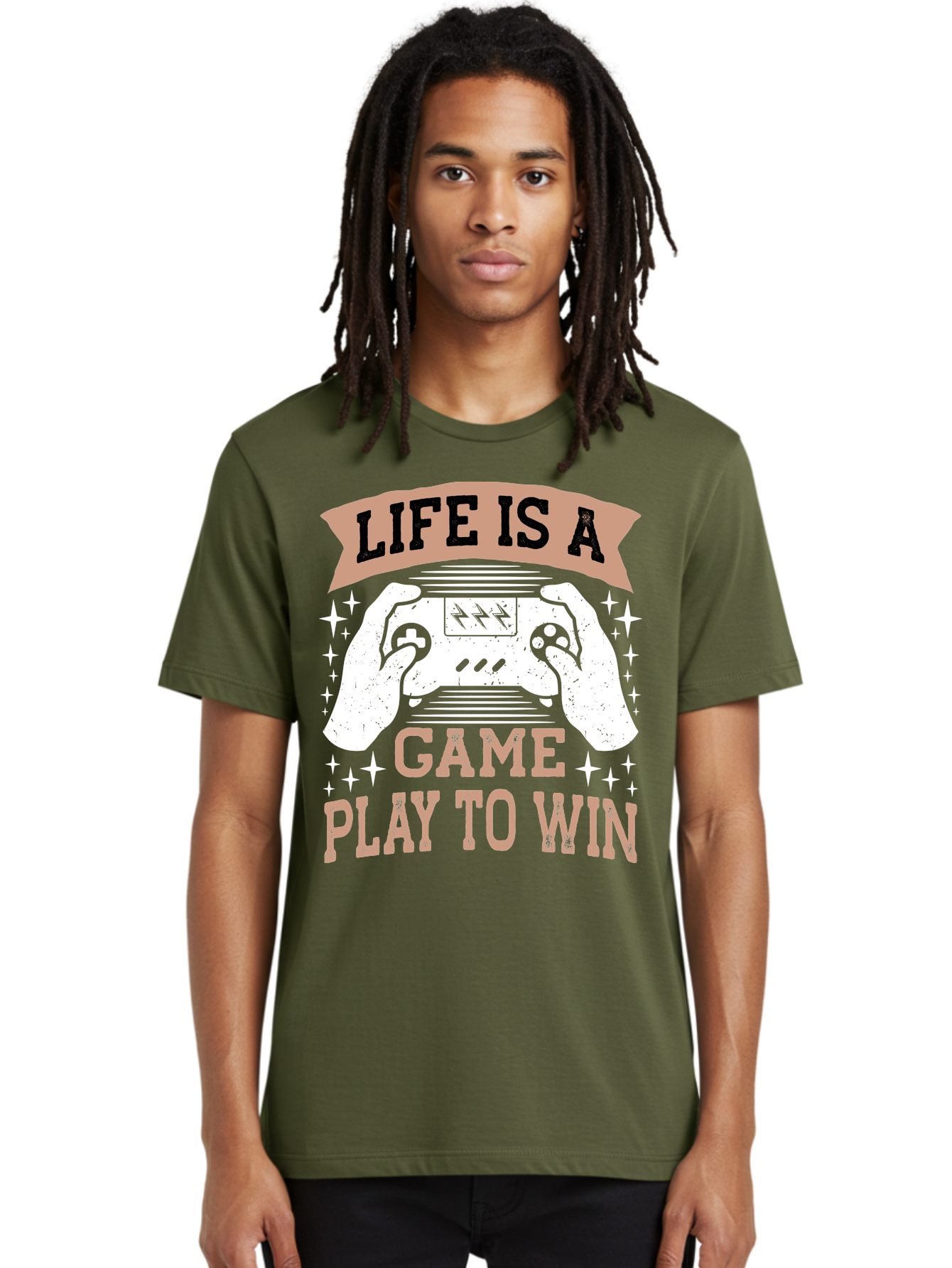 Life-Is-A-Game-Play-To-Win Men'S Graphic Tee, 100% Cotton, Comfortable Casual Summer Wear, Machine Washable, Gaming Inspiration, Game Controller, Motivational Quote, Life Is A Game, Play To Win, Video Game Culture, Gamer Motivation, - Aaa654 4