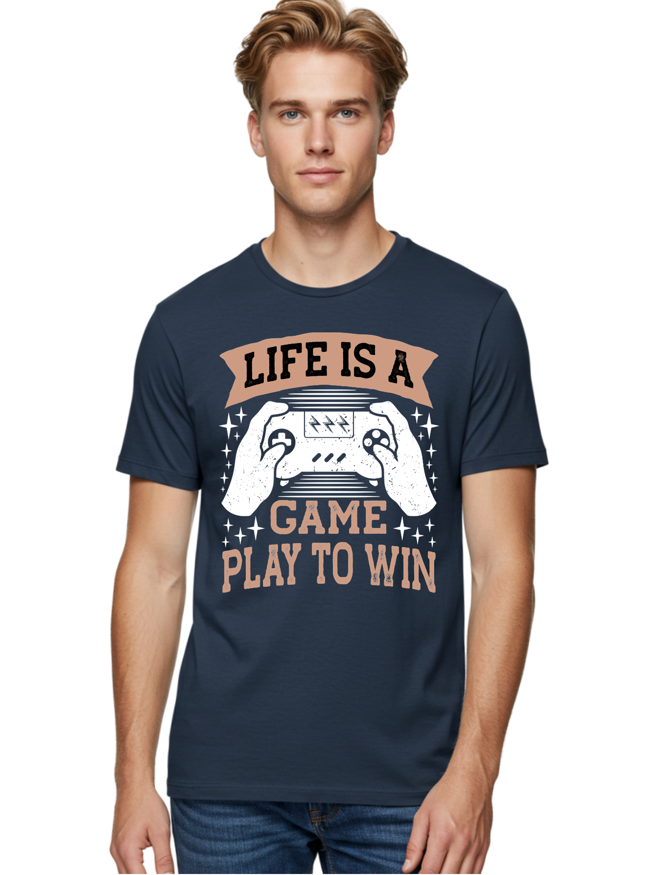 Life-Is-A-Game-Play-To-Win Men'S Graphic Tee, 100% Cotton, Comfortable Casual Summer Wear, Machine Washable, Gaming Inspiration, Game Controller, Motivational Quote, Life Is A Game, Play To Win, Video Game Culture, Gamer Motivation, - Aaa654 14