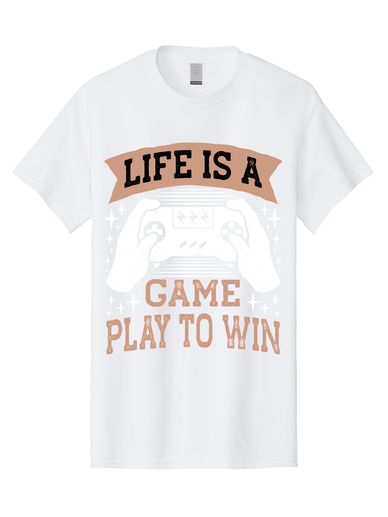 Life-Is-A-Game-Play-To-Win Men'S Graphic Tee, 100% Cotton, Comfortable Casual Summer Wear, Machine Washable, Gaming Inspiration, Game Controller, Motivational Quote, Life Is A Game, Play To Win, Video Game Culture, Gamer Motivation, - Aaa654 25