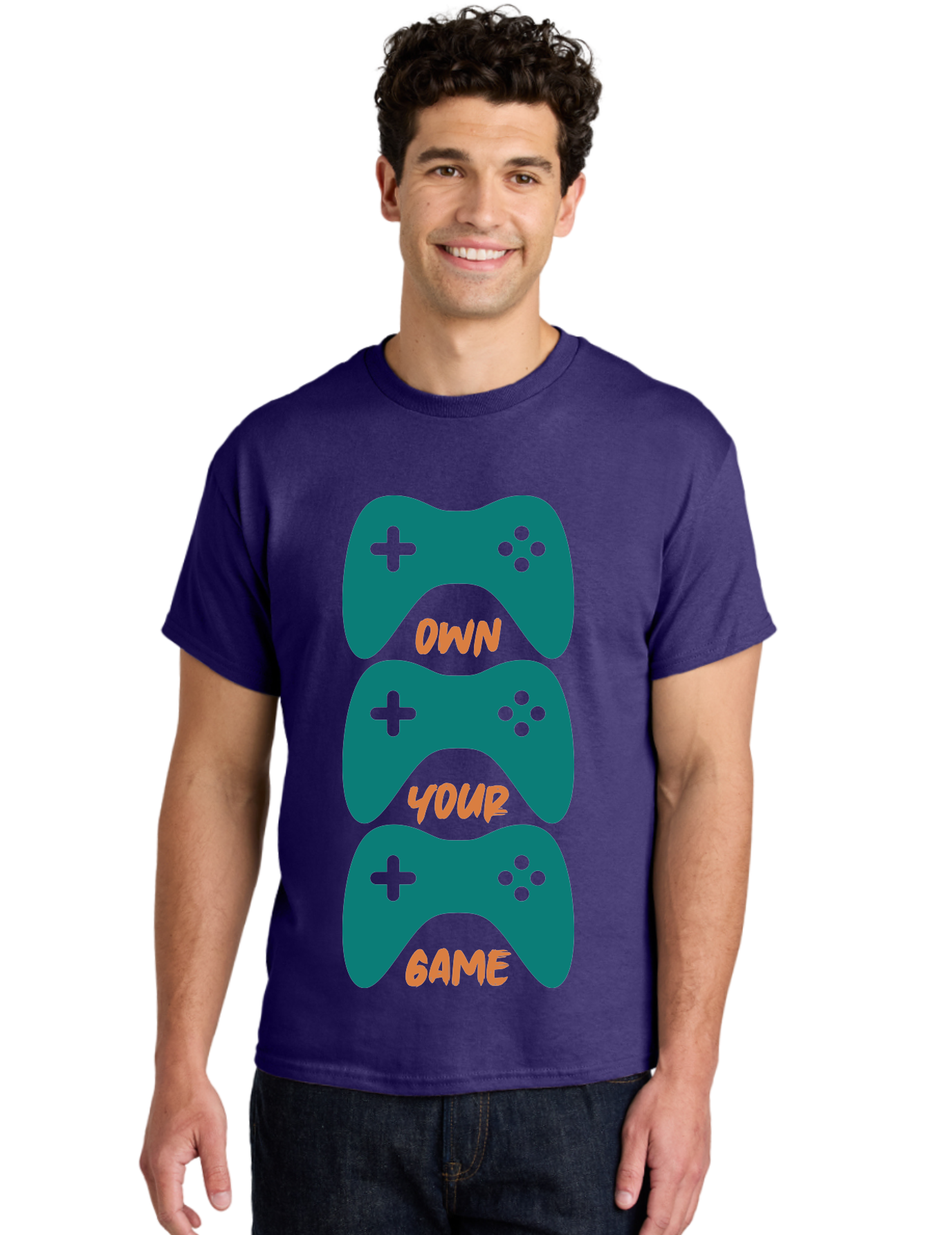Own-Your-Game Men'S Graphic Tee, 100% Cotton, Comfortable Casual Summer Wear, Machine Washable, Video Game Controllers, Gaming, Gaming Culture, Own Your Game, Game Controllers, Playful Design, Console Gaming, Motivational Quote - Aaa655 22