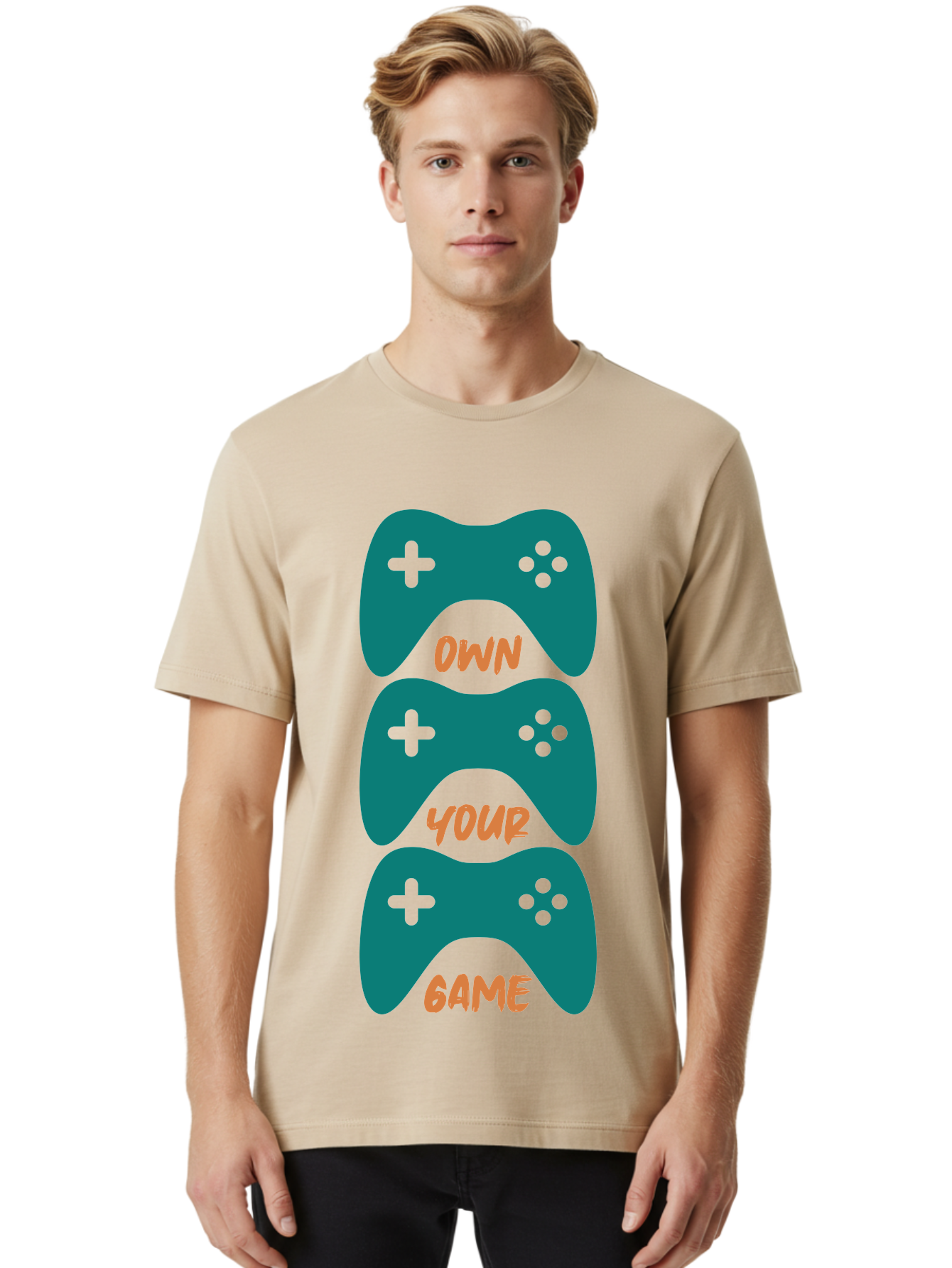 Own-Your-Game Men'S Graphic Tee, 100% Cotton, Comfortable Casual Summer Wear, Machine Washable, Video Game Controllers, Gaming, Gaming Culture, Own Your Game, Game Controllers, Playful Design, Console Gaming, Motivational Quote - Aaa655 4