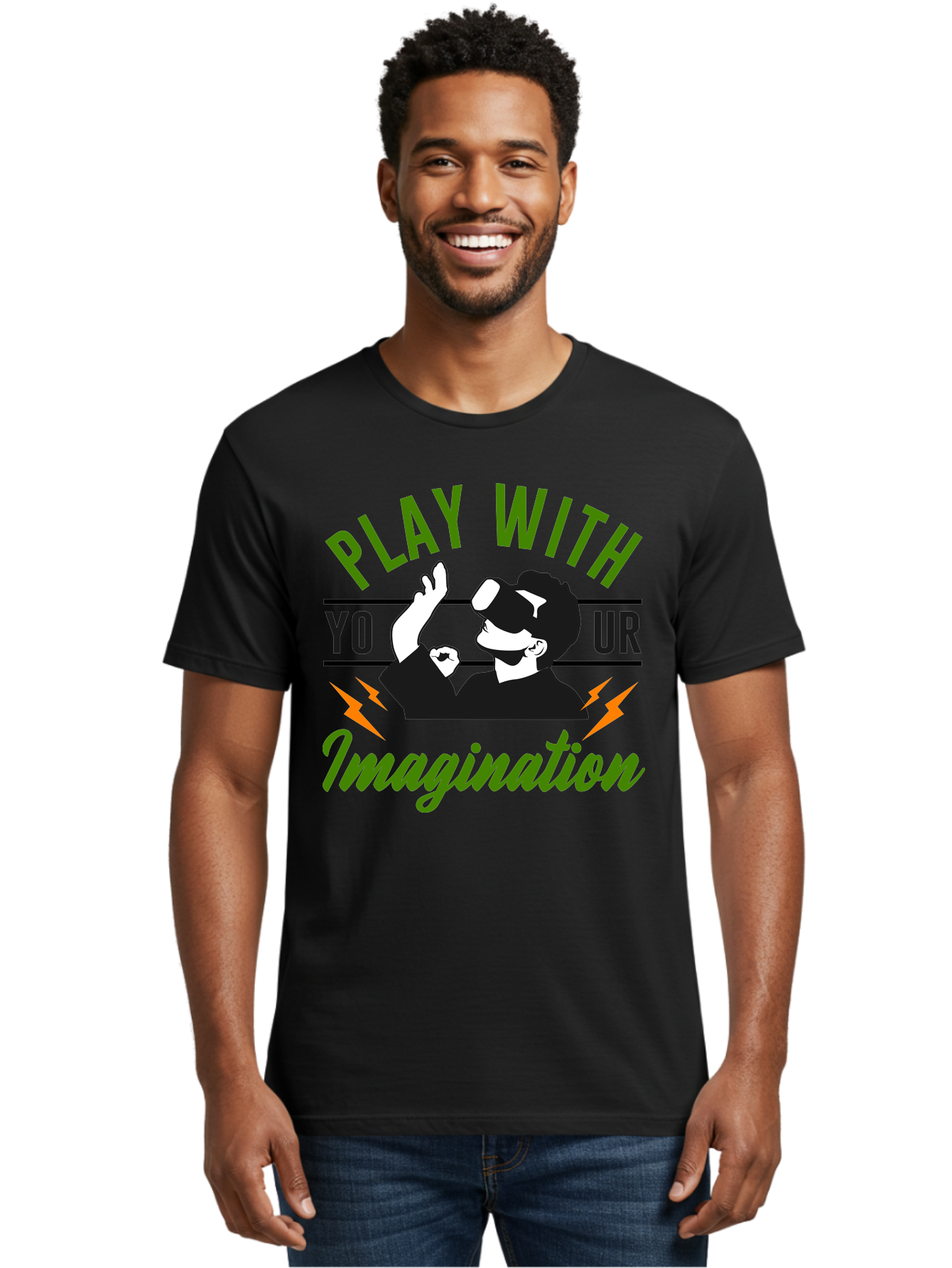 Play-With-Your-Imagination Men'S Graphic Tee, 100% Cotton, Comfortable Casual Summer Wear, Machine Washable, Virtual Reality Experience, Gaming Technology, Futuristic Entertainment, Immersive World, Creative Freedom, Innovative Design, - Aaa656 28