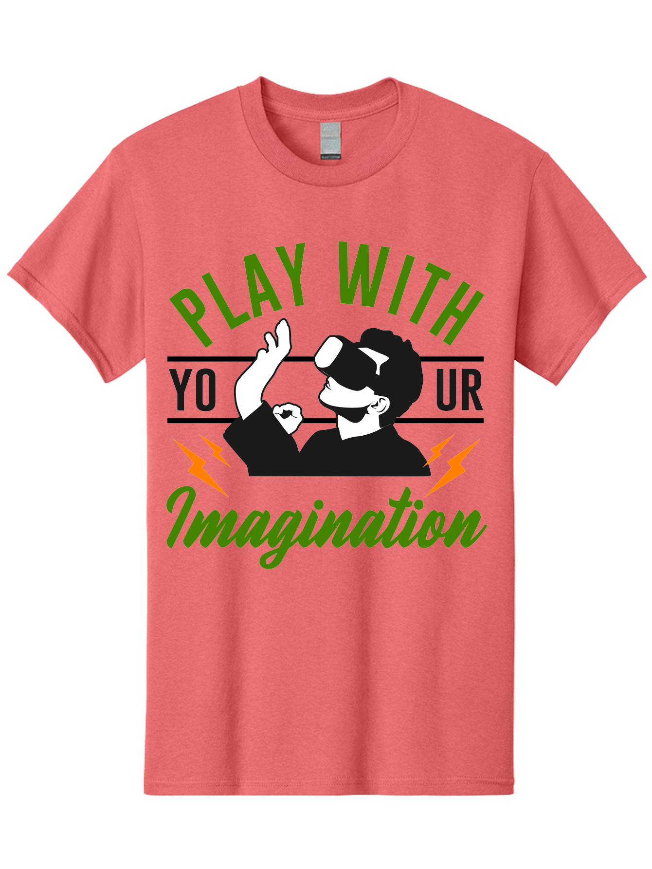 Play-With-Your-Imagination Men'S Graphic Tee, 100% Cotton, Comfortable Casual Summer Wear, Machine Washable, Virtual Reality Experience, Gaming Technology, Futuristic Entertainment, Immersive World, Creative Freedom, Innovative Design, - Aaa656 13