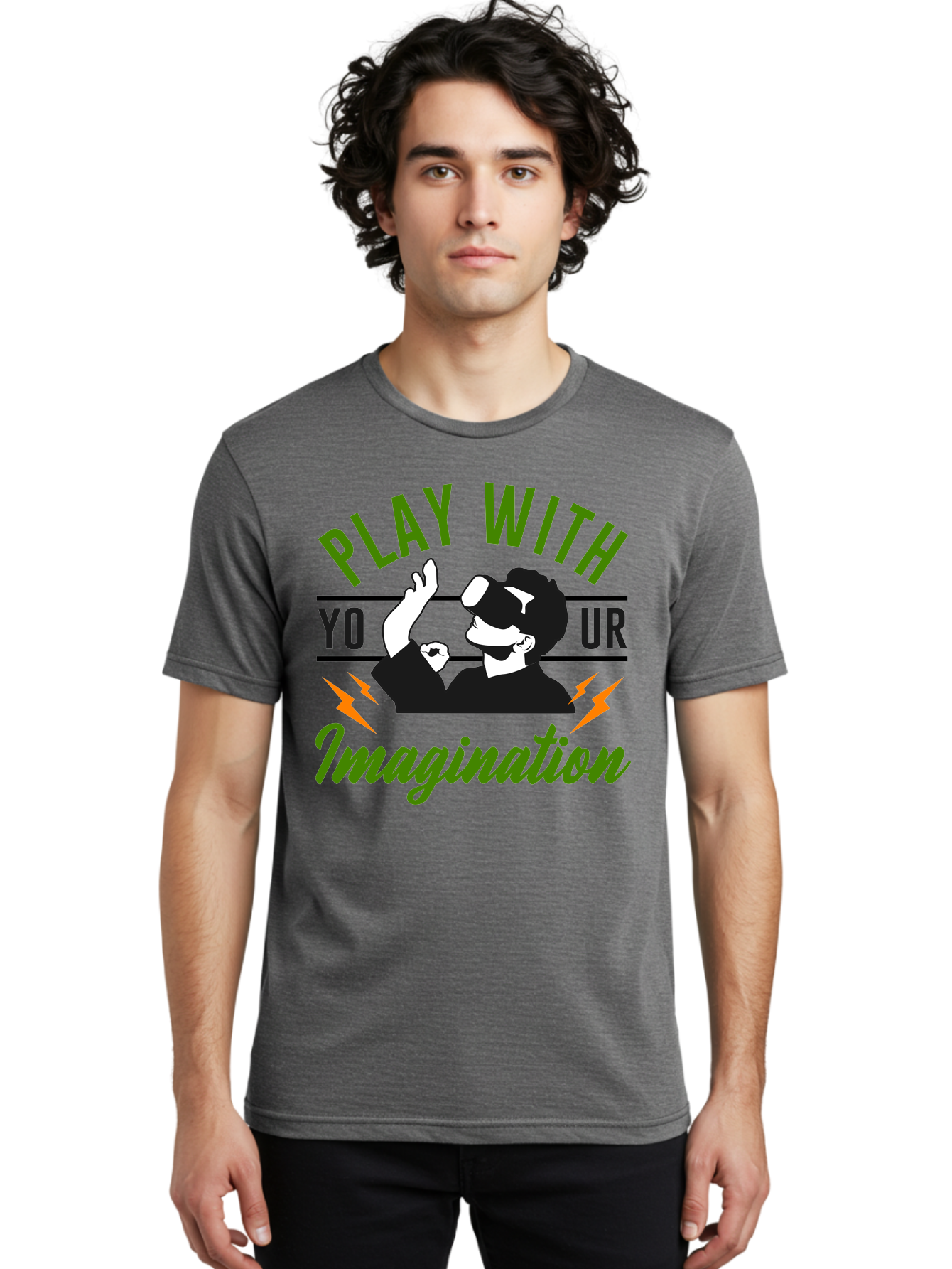 Play-With-Your-Imagination Men'S Graphic Tee, 100% Cotton, Comfortable Casual Summer Wear, Machine Washable, Virtual Reality Experience, Gaming Technology, Futuristic Entertainment, Immersive World, Creative Freedom, Innovative Design, - Aaa656 20