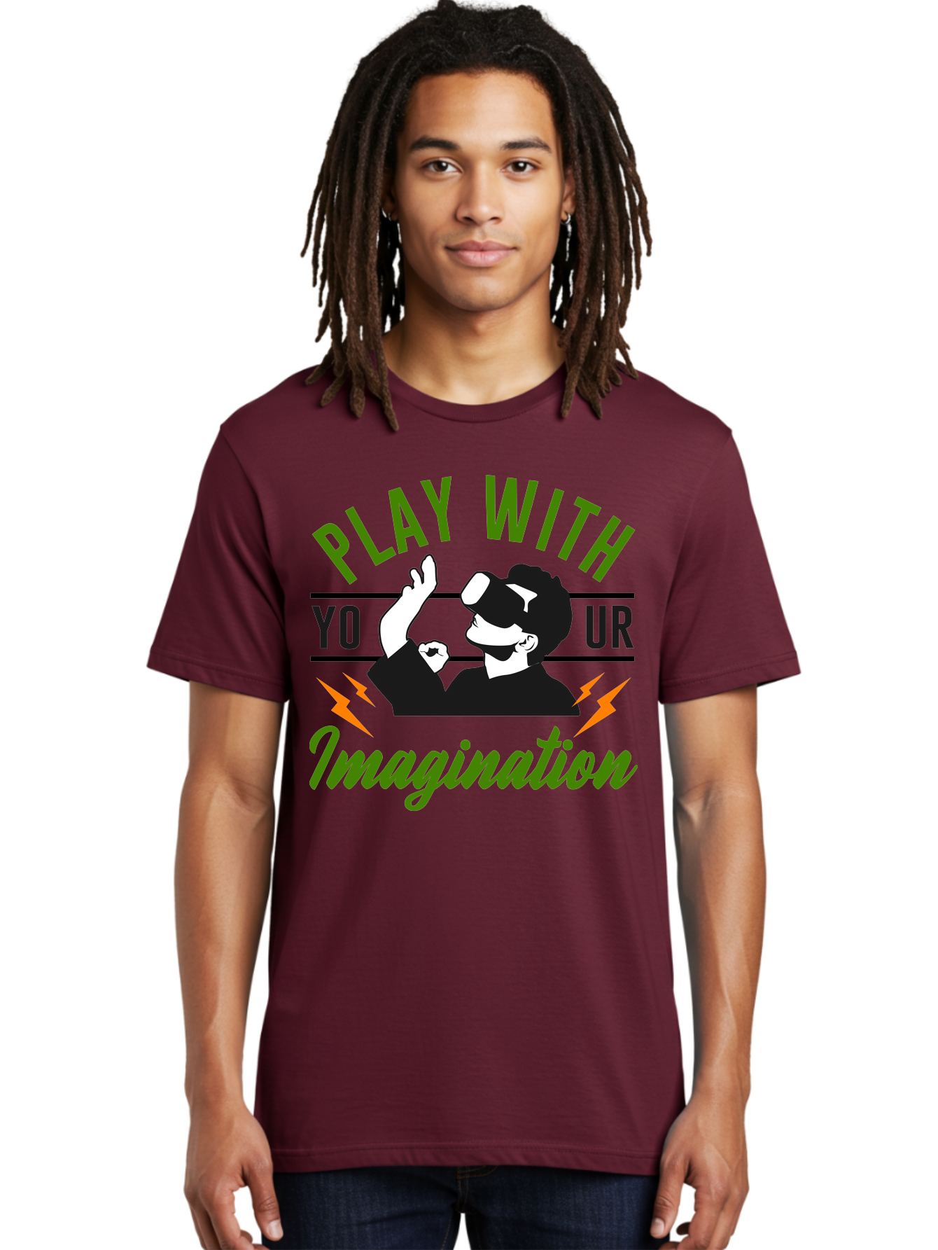 Play-With-Your-Imagination Men'S Graphic Tee, 100% Cotton, Comfortable Casual Summer Wear, Machine Washable, Virtual Reality Experience, Gaming Technology, Futuristic Entertainment, Immersive World, Creative Freedom, Innovative Design, - Aaa656 30