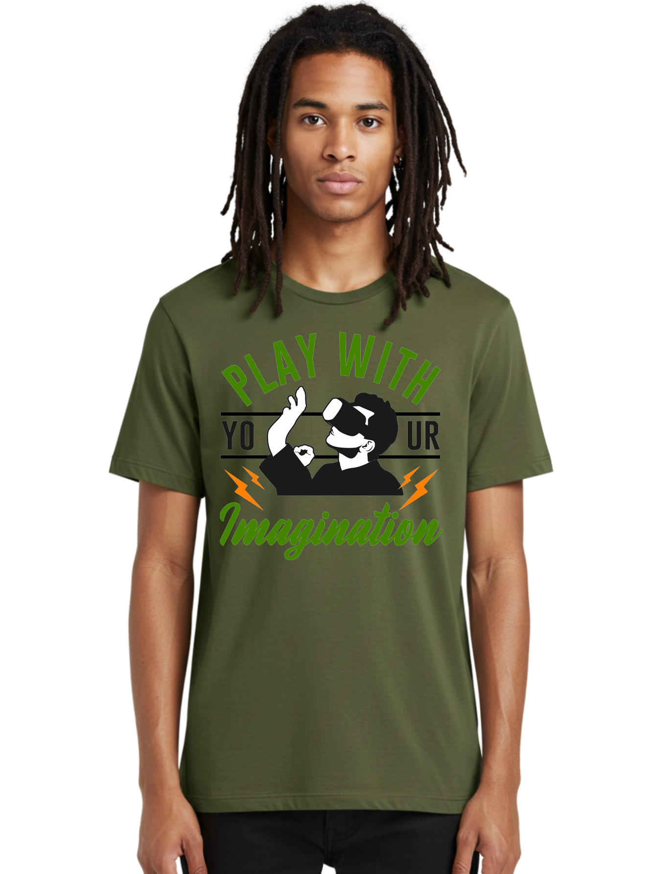 Play-With-Your-Imagination Men'S Graphic Tee, 100% Cotton, Comfortable Casual Summer Wear, Machine Washable, Virtual Reality Experience, Gaming Technology, Futuristic Entertainment, Immersive World, Creative Freedom, Innovative Design, - Aaa656 16