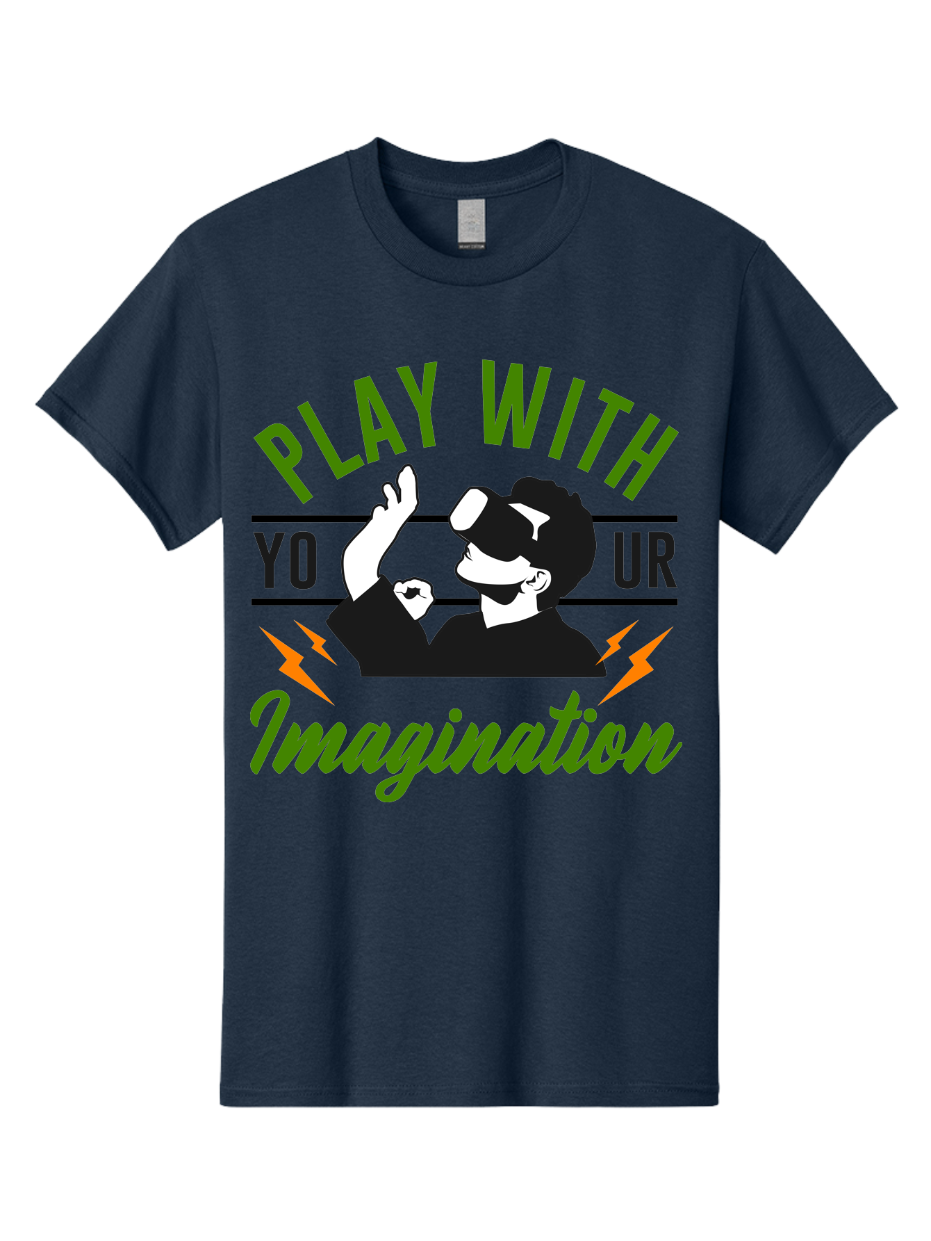 Play-With-Your-Imagination Men'S Graphic Tee, 100% Cotton, Comfortable Casual Summer Wear, Machine Washable, Virtual Reality Experience, Gaming Technology, Futuristic Entertainment, Immersive World, Creative Freedom, Innovative Design, - Aaa656 5