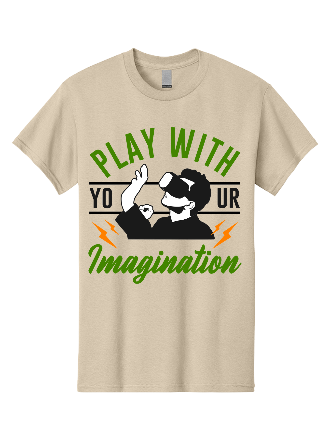Play-With-Your-Imagination Men'S Graphic Tee, 100% Cotton, Comfortable Casual Summer Wear, Machine Washable, Virtual Reality Experience, Gaming Technology, Futuristic Entertainment, Immersive World, Creative Freedom, Innovative Design, - Aaa656 23