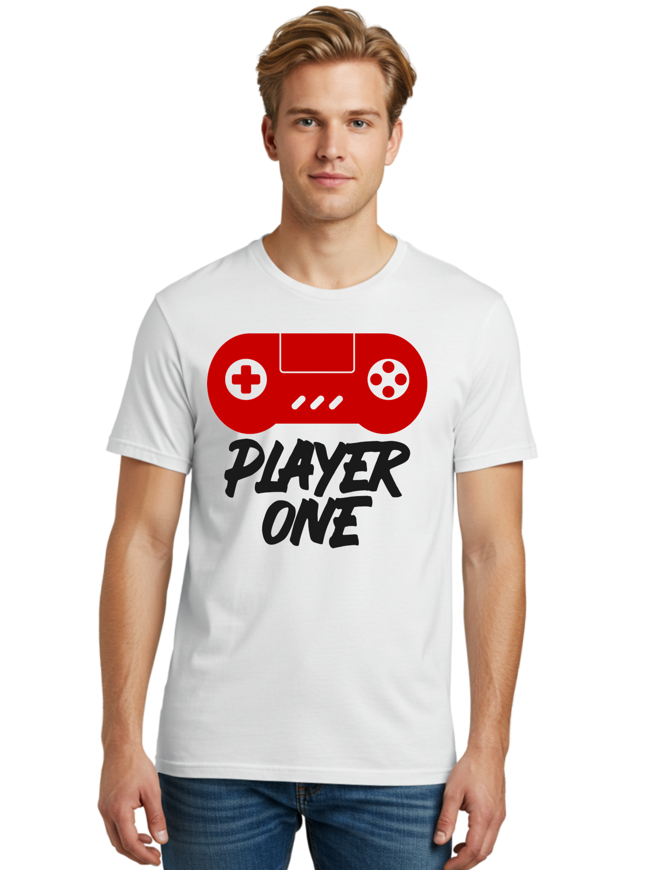 Player-One Men'S Graphic Tee, 100% Cotton, Comfortable Casual Summer Wear, Machine Washable, Retro Video Game, Vintage Gaming, Player One, Classic Console, Gaming Nostalgia, Pixel Art, Retro Aesthetic, Graphic Design - Aaa657 30