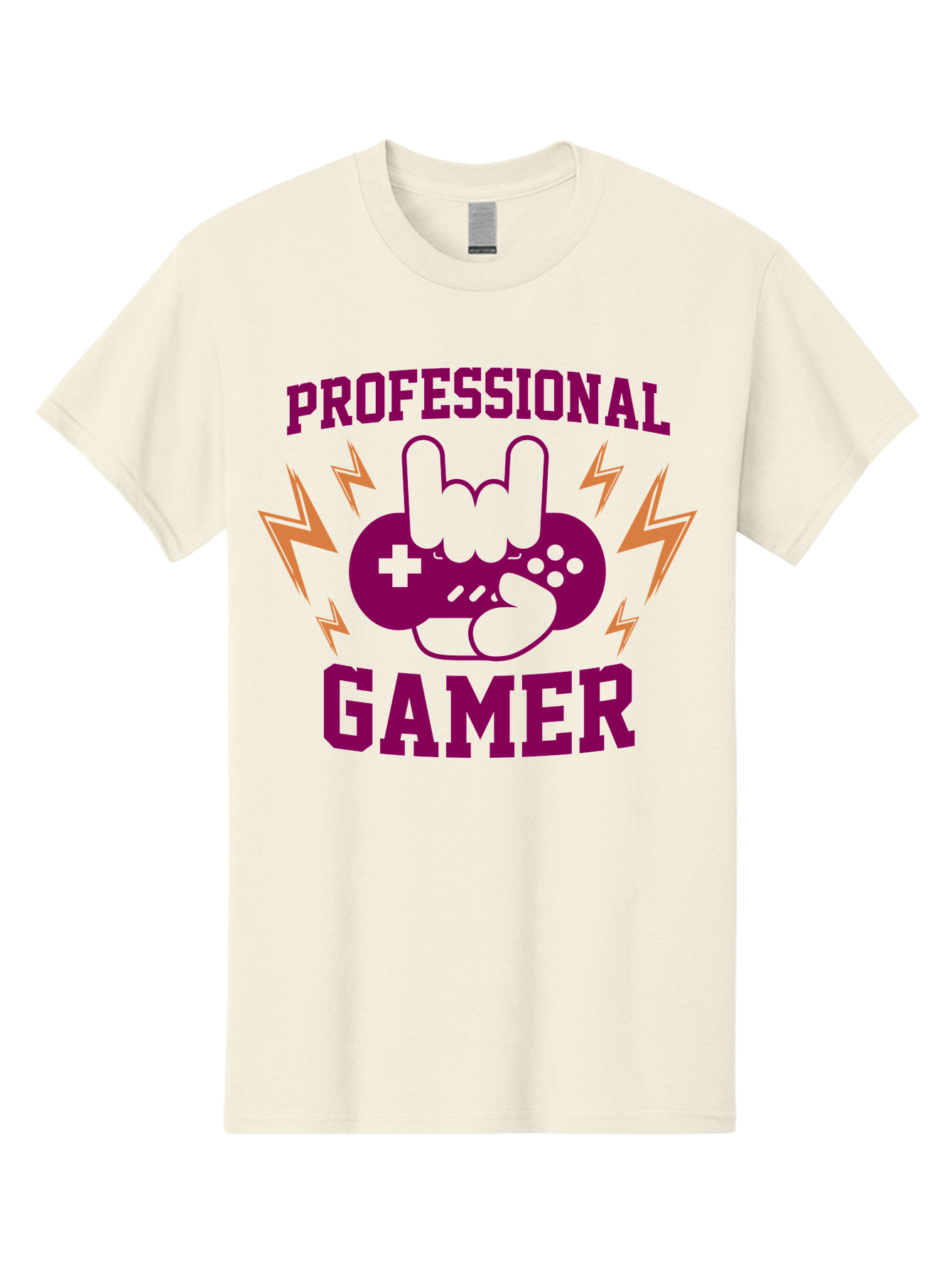 Professional-Gamer Men'S Graphic Tee, 100% Cotton, Comfortable Casual Summer Wear, Machine Washable, Professional Gamer, Gaming Logo, Video Game Controller, Rock On Hand Sign, Esports Branding, Gaming Culture, Purple And Green Graphics, - Aaa658 27