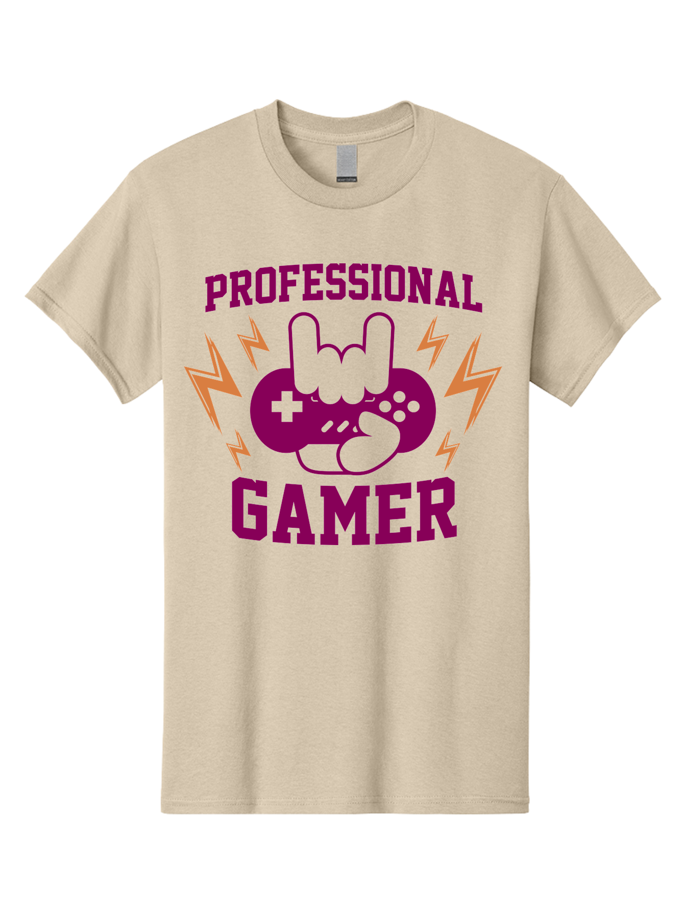Professional-Gamer Men'S Graphic Tee, 100% Cotton, Comfortable Casual Summer Wear, Machine Washable, Professional Gamer, Gaming Logo, Video Game Controller, Rock On Hand Sign, Esports Branding, Gaming Culture, Purple And Green Graphics, - Aaa658 15