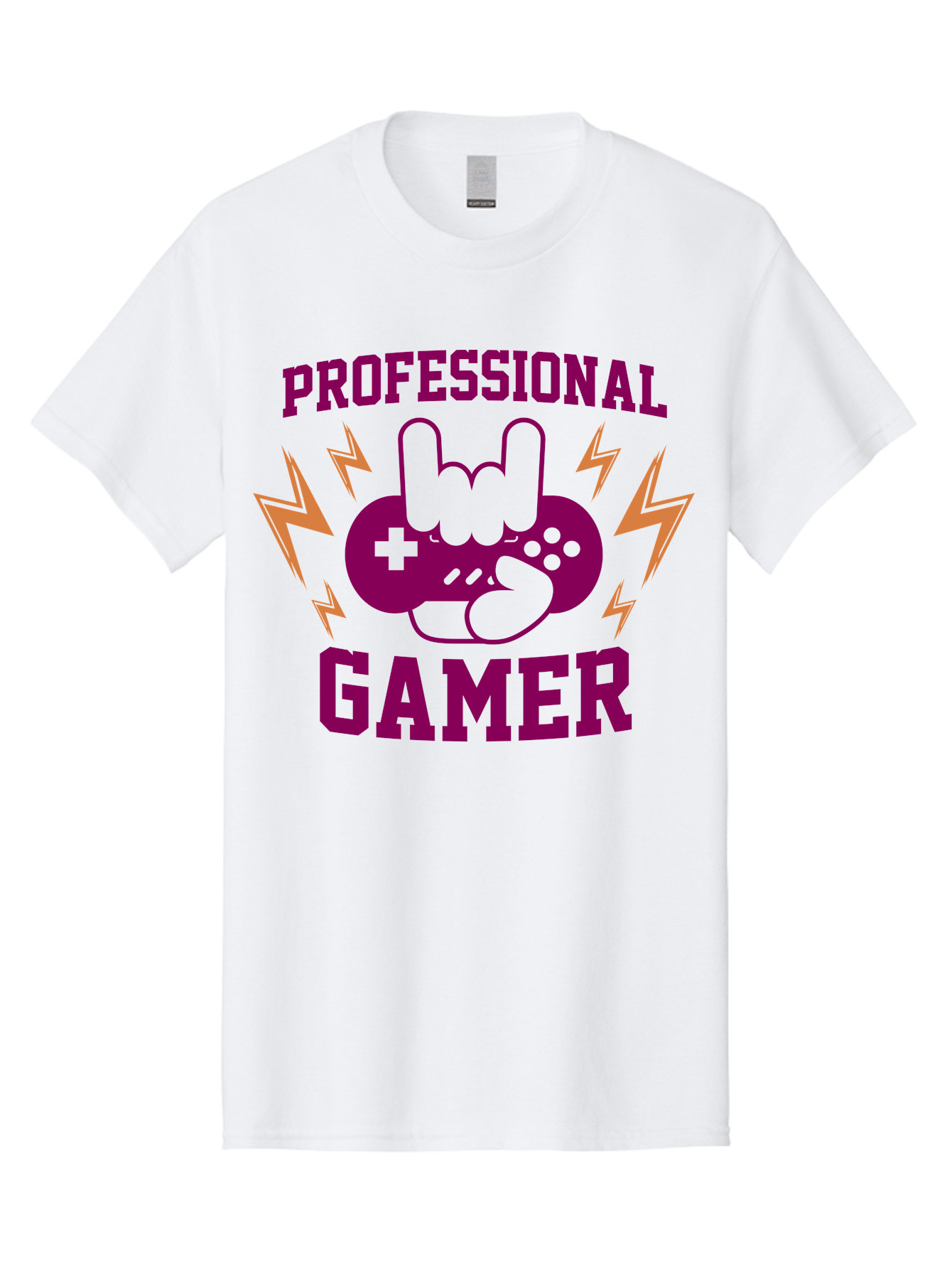 Professional-Gamer Men'S Graphic Tee, 100% Cotton, Comfortable Casual Summer Wear, Machine Washable, Professional Gamer, Gaming Logo, Video Game Controller, Rock On Hand Sign, Esports Branding, Gaming Culture, Purple And Green Graphics, - Aaa658 5
