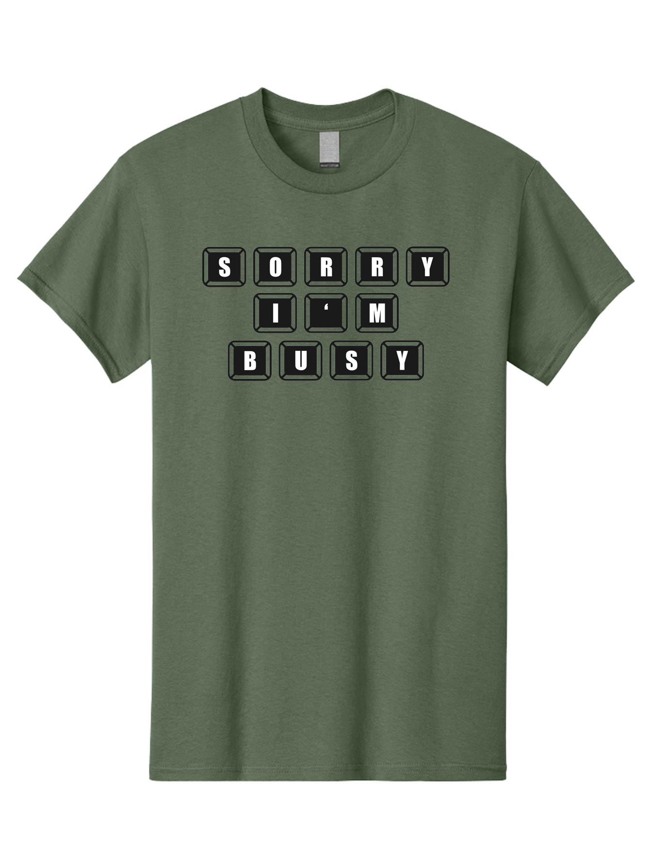Sorry-I-M-Busy Men'S Graphic Tee, 100% Cotton, Comfortable Casual Summer Wear, Machine Washable, Keyboard Keys, Sorry Message, Busy Status, Retro Computer, Nostalgic Design, Typing Layout, Simple Font, Tech Graphics, Computer Nostalgia, - Aaa659 15