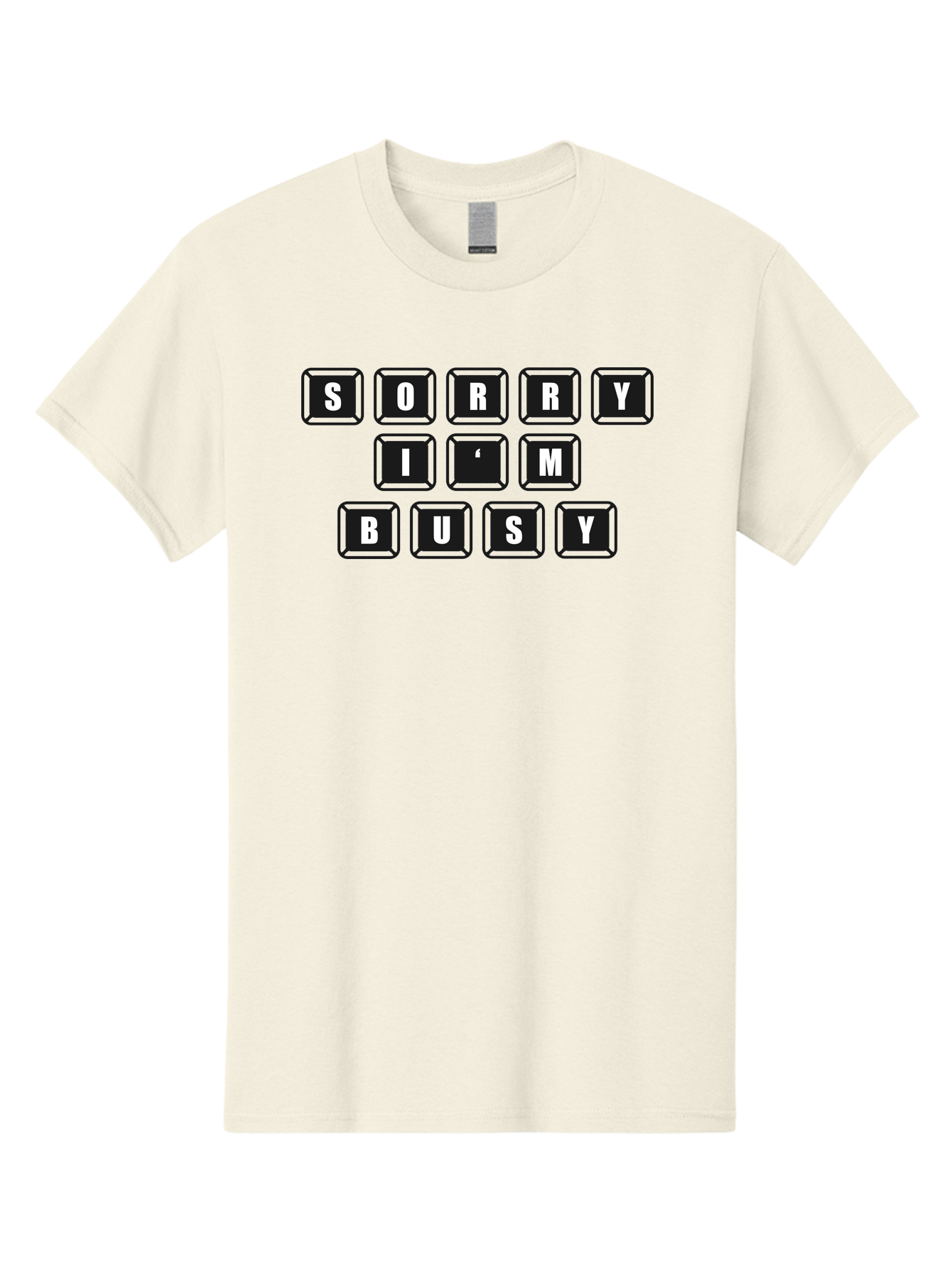 Sorry-I-M-Busy Men'S Graphic Tee, 100% Cotton, Comfortable Casual Summer Wear, Machine Washable, Keyboard Keys, Sorry Message, Busy Status, Retro Computer, Nostalgic Design, Typing Layout, Simple Font, Tech Graphics, Computer Nostalgia, - Aaa659 17