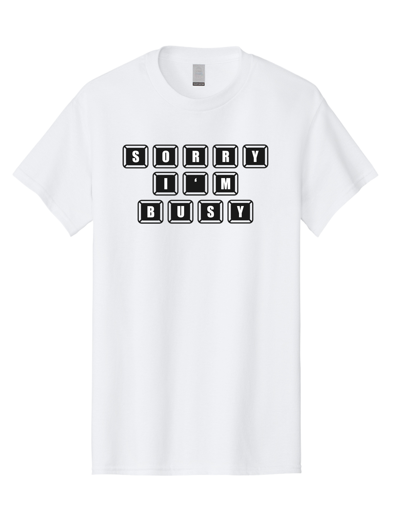 Sorry-I-M-Busy Men'S Graphic Tee, 100% Cotton, Comfortable Casual Summer Wear, Machine Washable, Keyboard Keys, Sorry Message, Busy Status, Retro Computer, Nostalgic Design, Typing Layout, Simple Font, Tech Graphics, Computer Nostalgia, - Aaa659 29