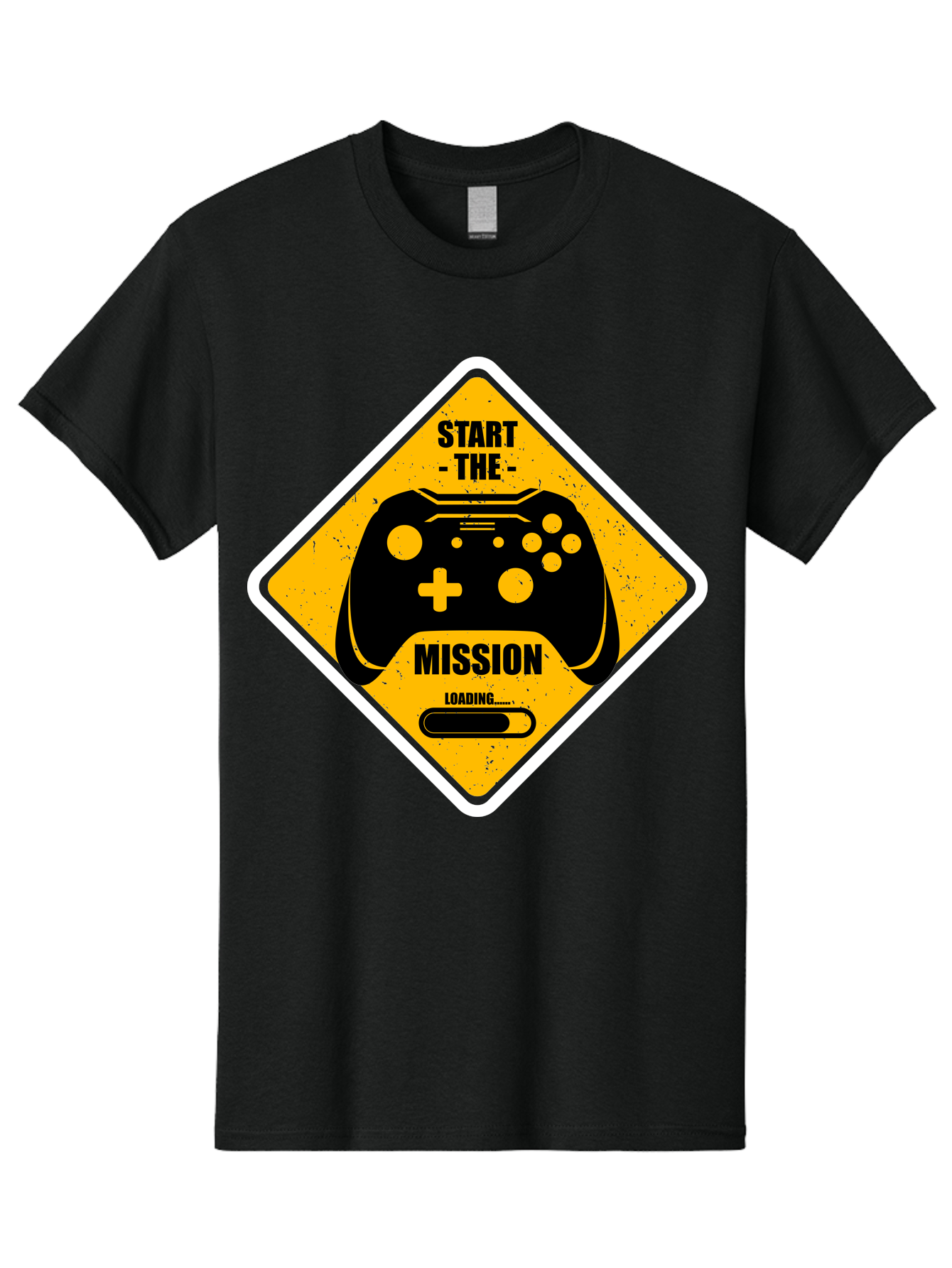 Start-The-Mission Men'S Graphic Tee, 100% Cotton, Comfortable Casual Summer Wear, Machine Washable, Video Game Controller, Gaming Mission, Start The Mission, Loading Screen, Game Loading, Gaming Theme, Black Controller - Aaa660 3