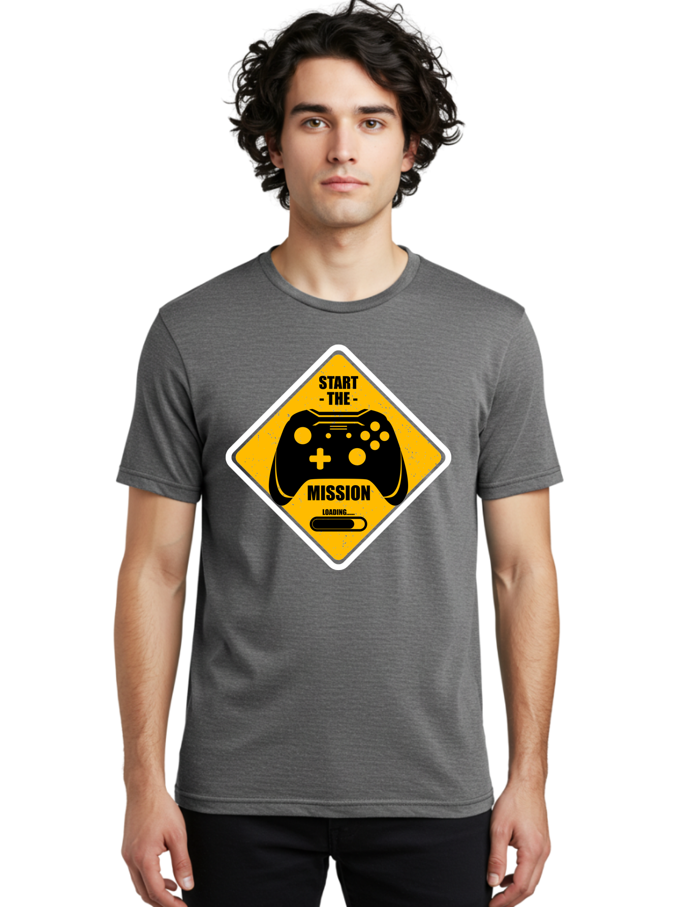 Start-The-Mission Men'S Graphic Tee, 100% Cotton, Comfortable Casual Summer Wear, Machine Washable, Video Game Controller, Gaming Mission, Start The Mission, Loading Screen, Game Loading, Gaming Theme, Black Controller - Aaa660 20