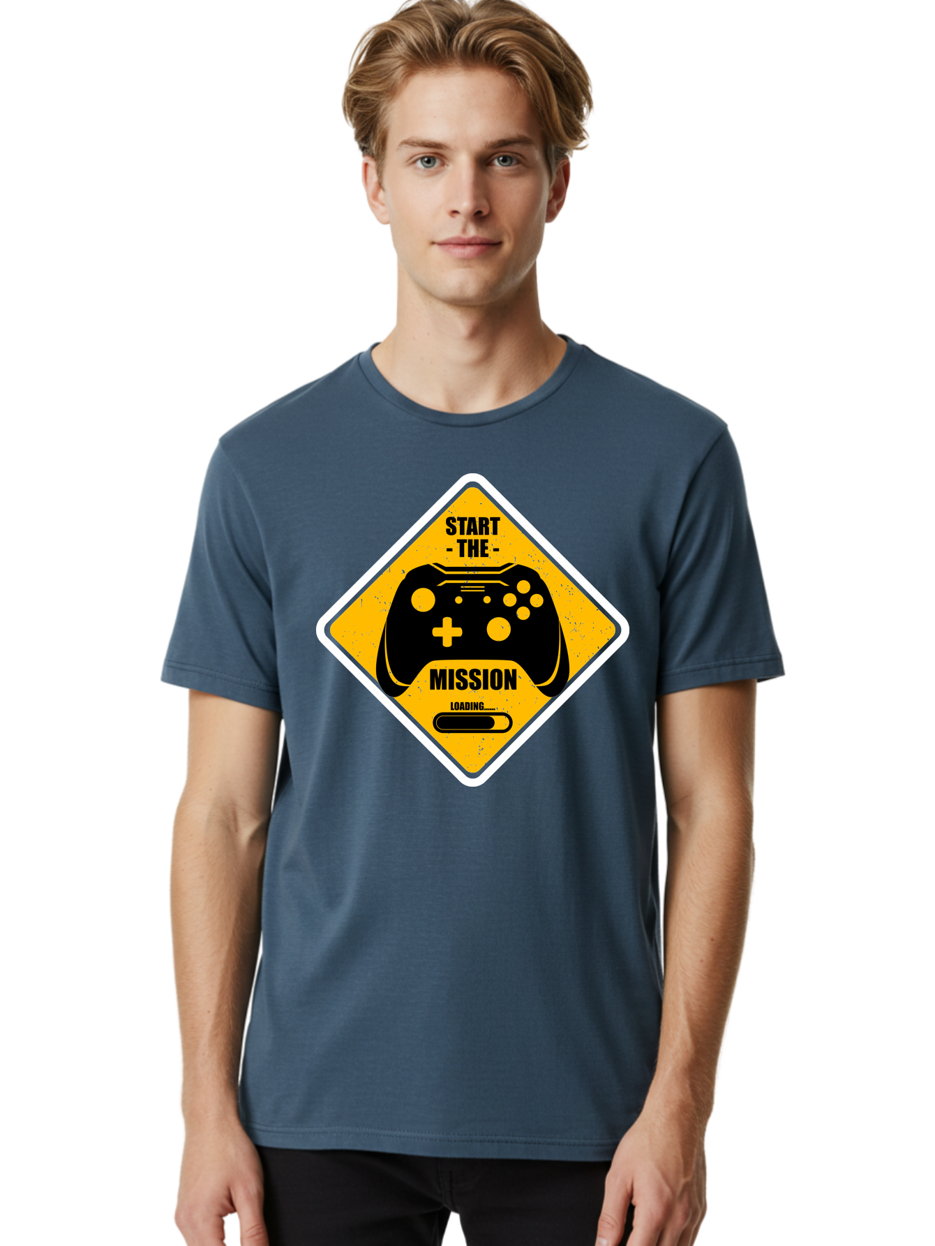 Start-The-Mission Men'S Graphic Tee, 100% Cotton, Comfortable Casual Summer Wear, Machine Washable, Video Game Controller, Gaming Mission, Start The Mission, Loading Screen, Game Loading, Gaming Theme, Black Controller - Aaa660 6