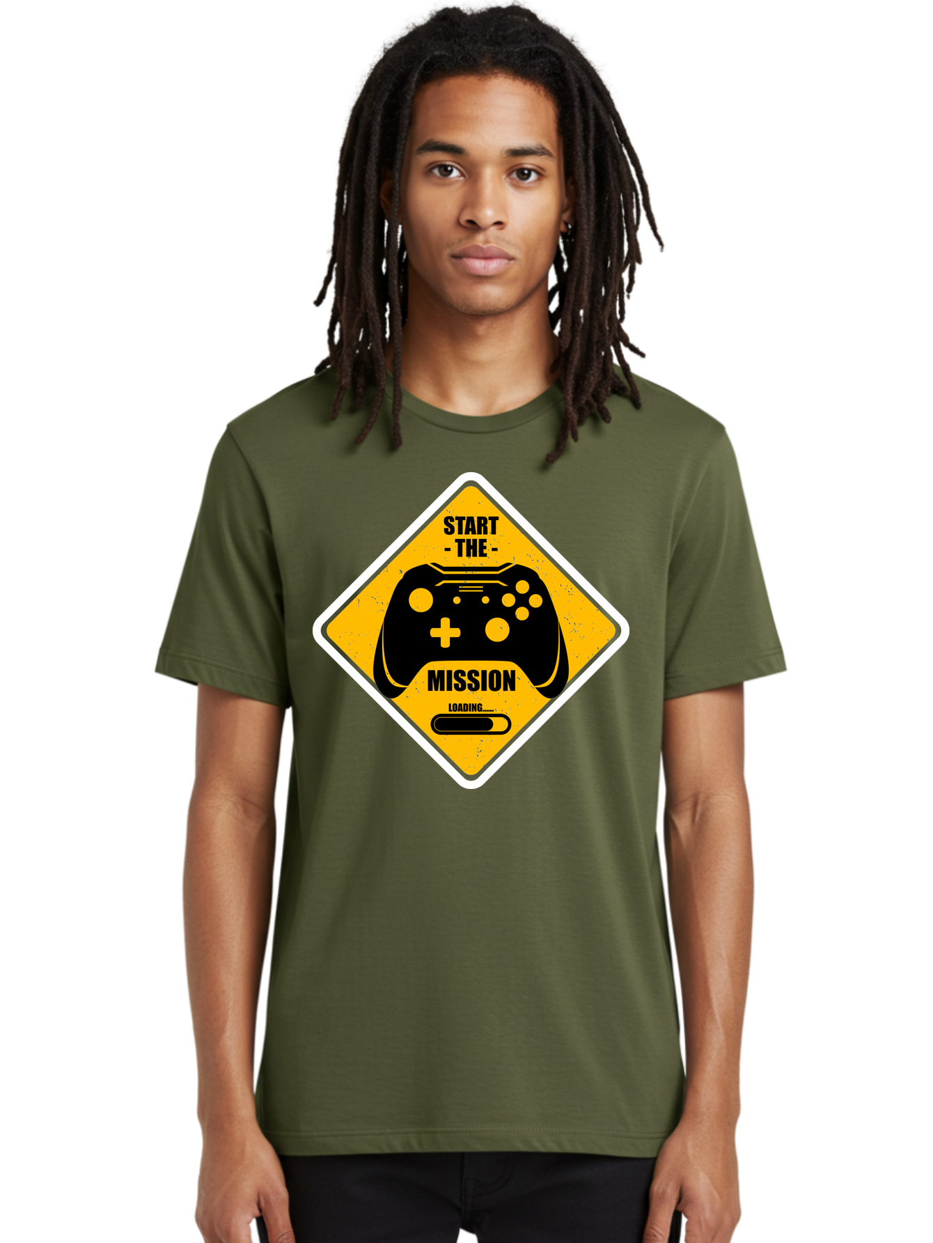 Start-The-Mission Men'S Graphic Tee, 100% Cotton, Comfortable Casual Summer Wear, Machine Washable, Video Game Controller, Gaming Mission, Start The Mission, Loading Screen, Game Loading, Gaming Theme, Black Controller - Aaa660 22