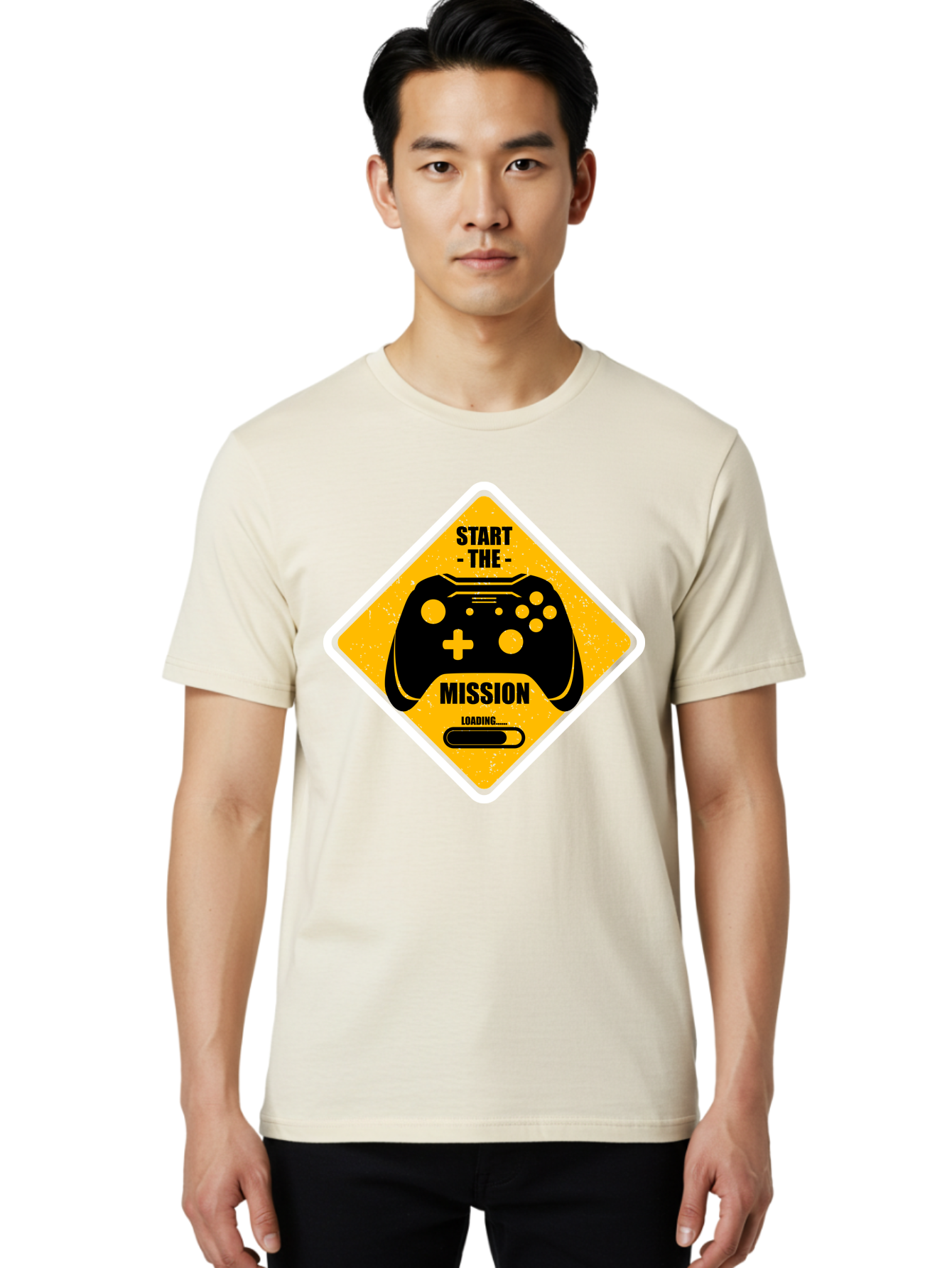 Start-The-Mission Men'S Graphic Tee, 100% Cotton, Comfortable Casual Summer Wear, Machine Washable, Video Game Controller, Gaming Mission, Start The Mission, Loading Screen, Game Loading, Gaming Theme, Black Controller - Aaa660 8