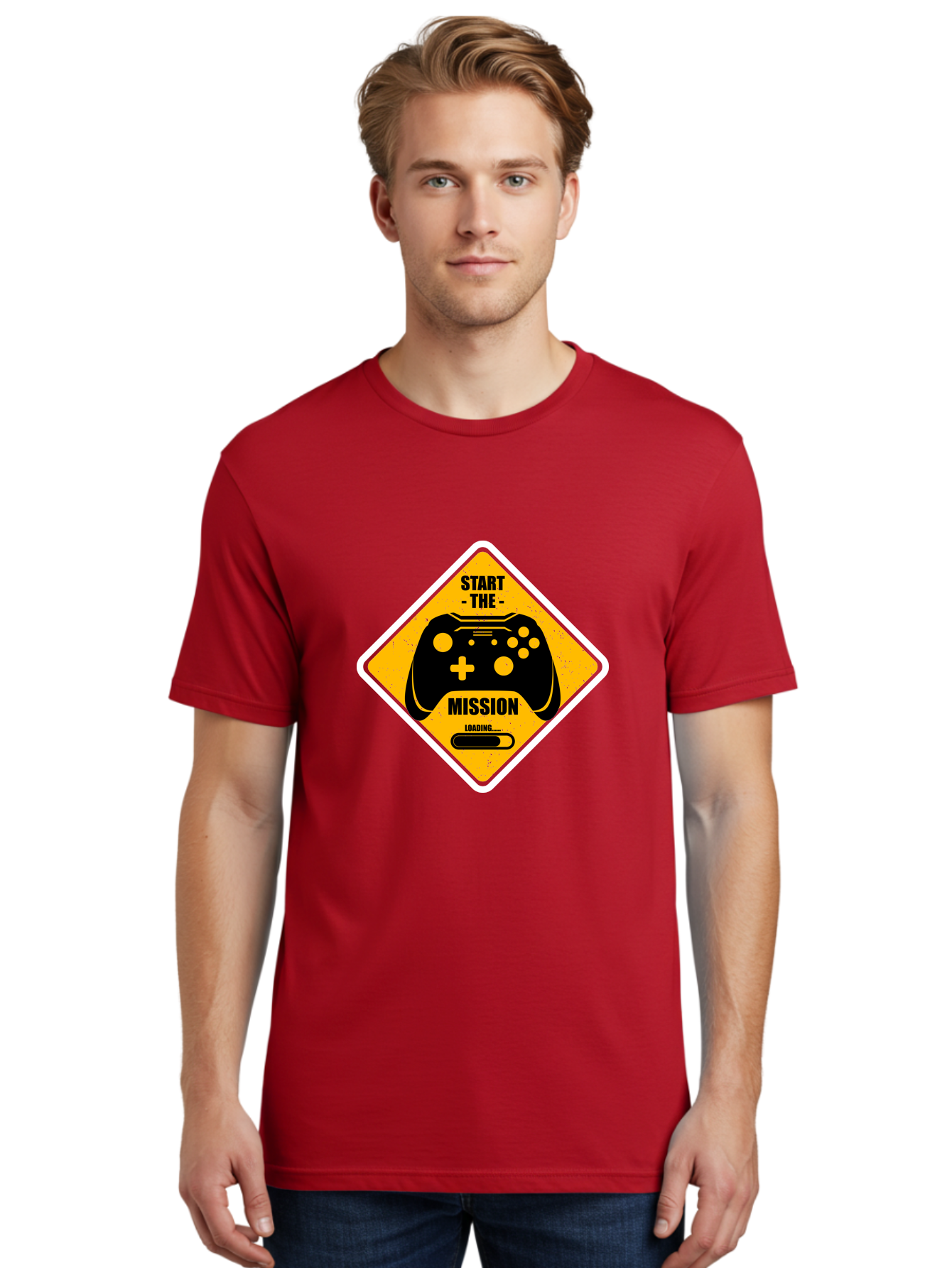Start-The-Mission Men'S Graphic Tee, 100% Cotton, Comfortable Casual Summer Wear, Machine Washable, Video Game Controller, Gaming Mission, Start The Mission, Loading Screen, Game Loading, Gaming Theme, Black Controller - Aaa660 14
