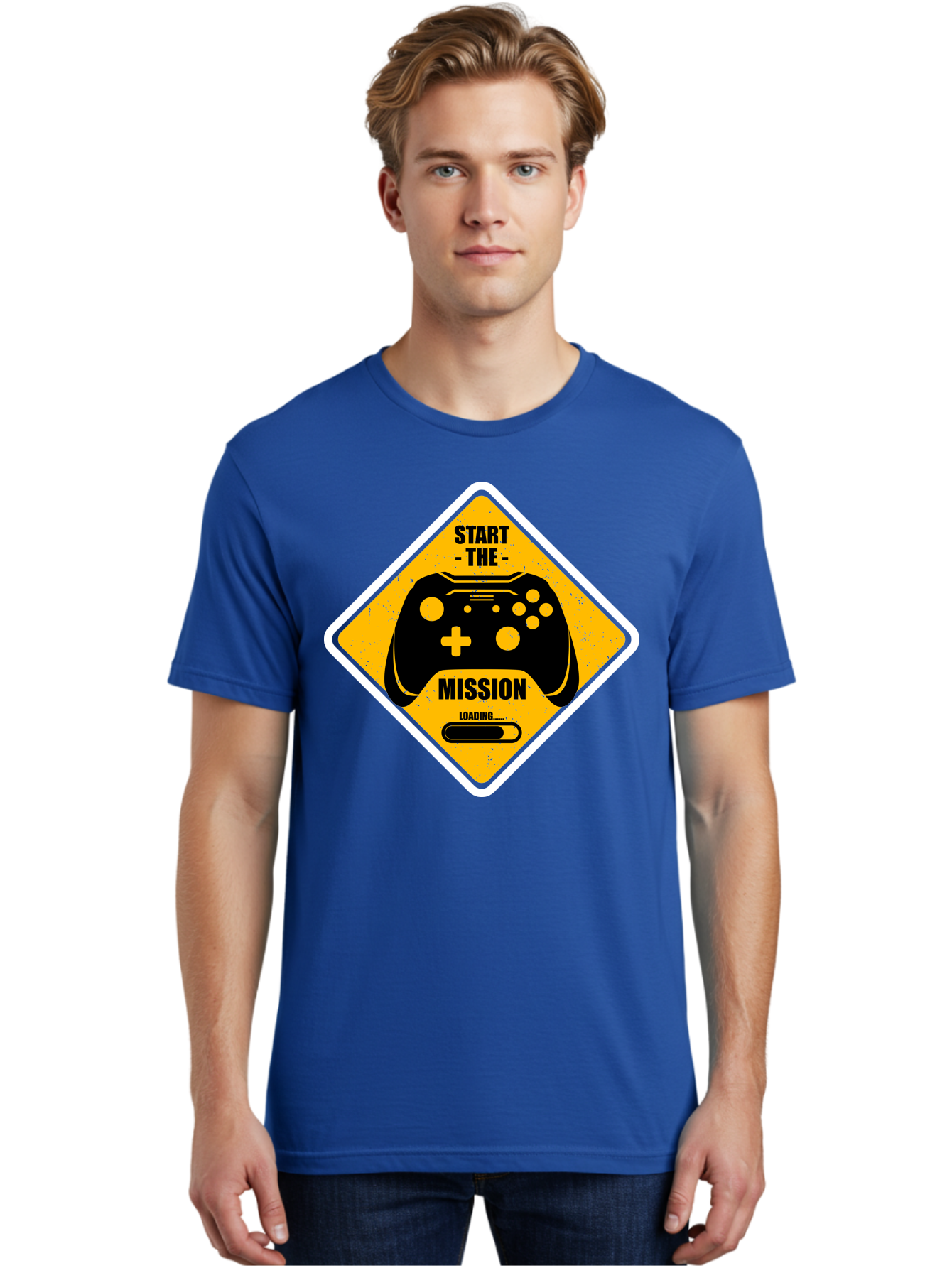 Start-The-Mission Men'S Graphic Tee, 100% Cotton, Comfortable Casual Summer Wear, Machine Washable, Video Game Controller, Gaming Mission, Start The Mission, Loading Screen, Game Loading, Gaming Theme, Black Controller - Aaa660 10