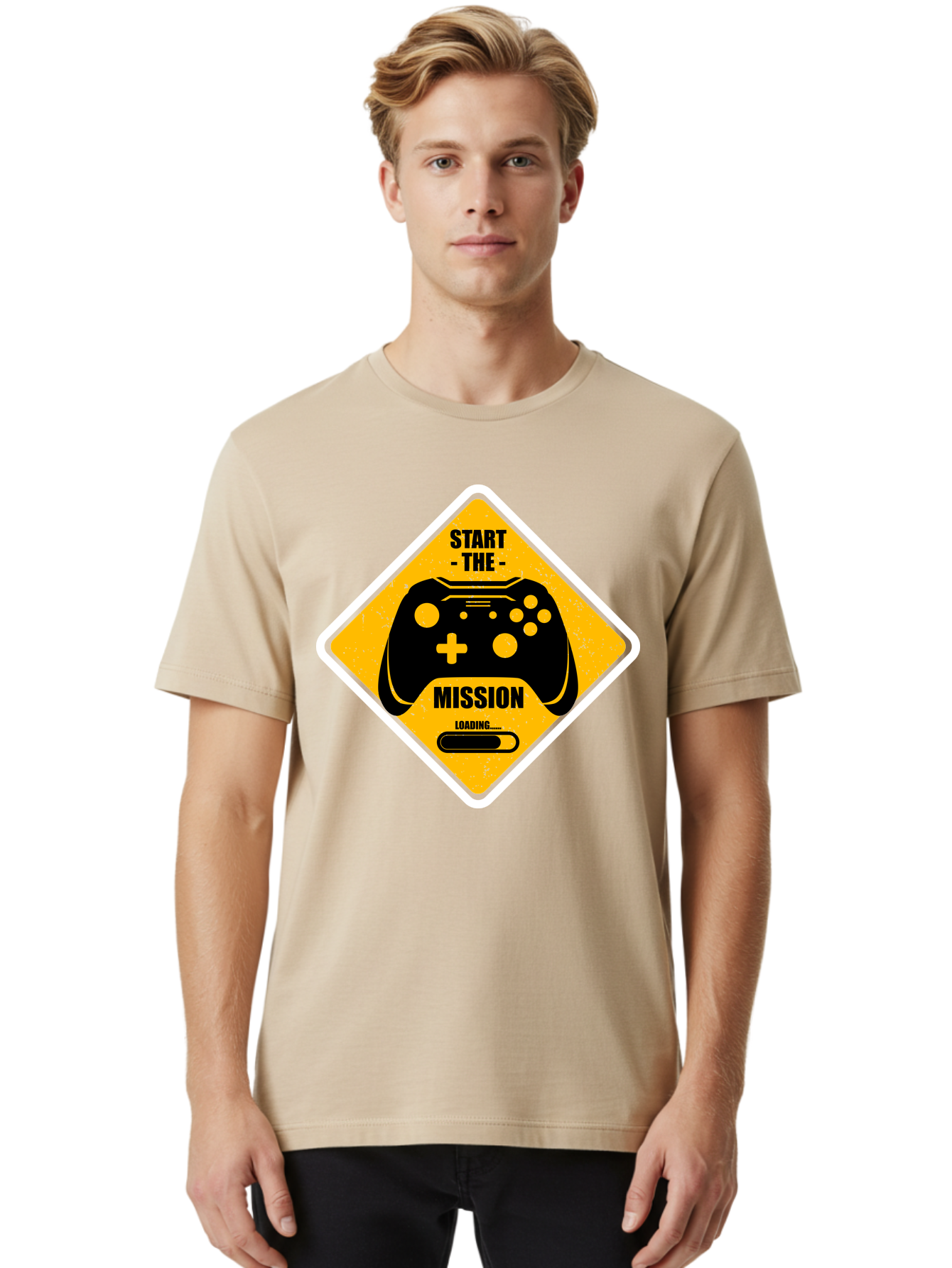 Start-The-Mission Men'S Graphic Tee, 100% Cotton, Comfortable Casual Summer Wear, Machine Washable, Video Game Controller, Gaming Mission, Start The Mission, Loading Screen, Game Loading, Gaming Theme, Black Controller - Aaa660 16