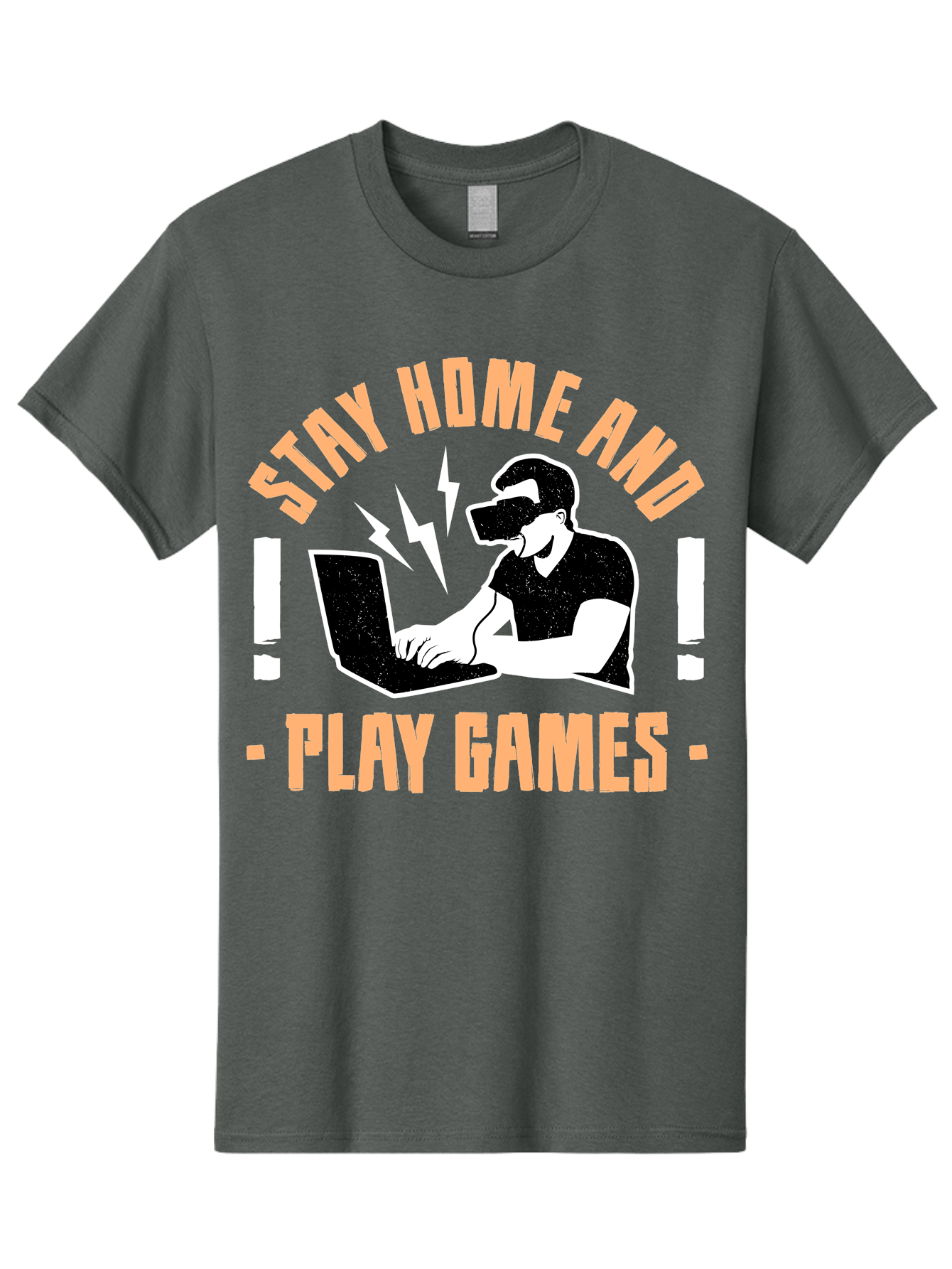 Stay-Home-And-Play-Games Men'S Graphic Tee, 100% Cotton, Comfortable Casual Summer Wear, Machine Washable, Gamer Playing Games On Laptop, Virtual Reality Gaming, Online Gaming, Stay Home Message, Gaming Promotion, Vr Headset - Aaa661 21