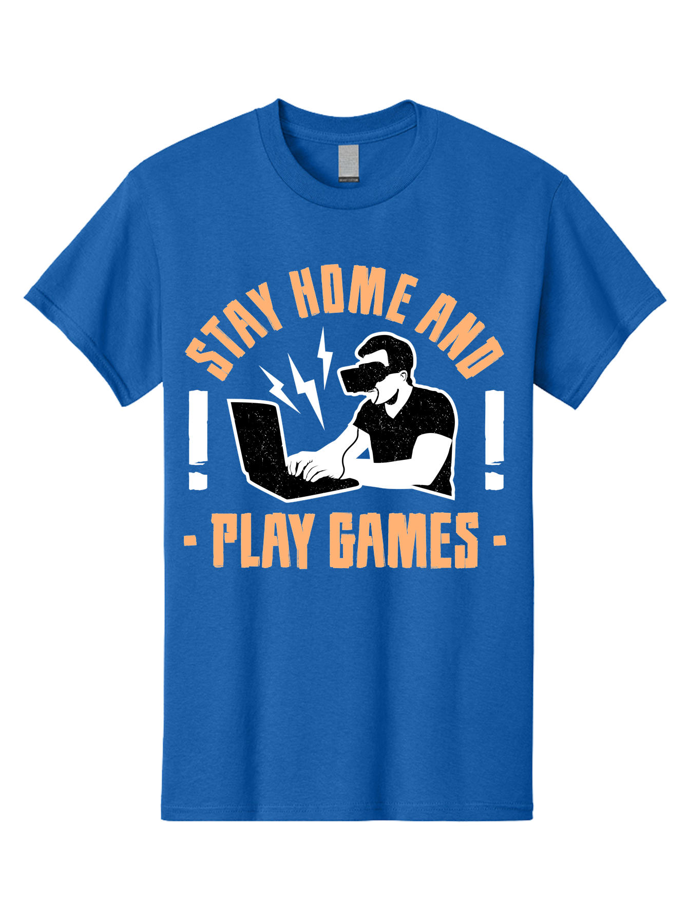 Stay-Home-And-Play-Games Men'S Graphic Tee, 100% Cotton, Comfortable Casual Summer Wear, Machine Washable, Gamer Playing Games On Laptop, Virtual Reality Gaming, Online Gaming, Stay Home Message, Gaming Promotion, Vr Headset - Aaa661 29