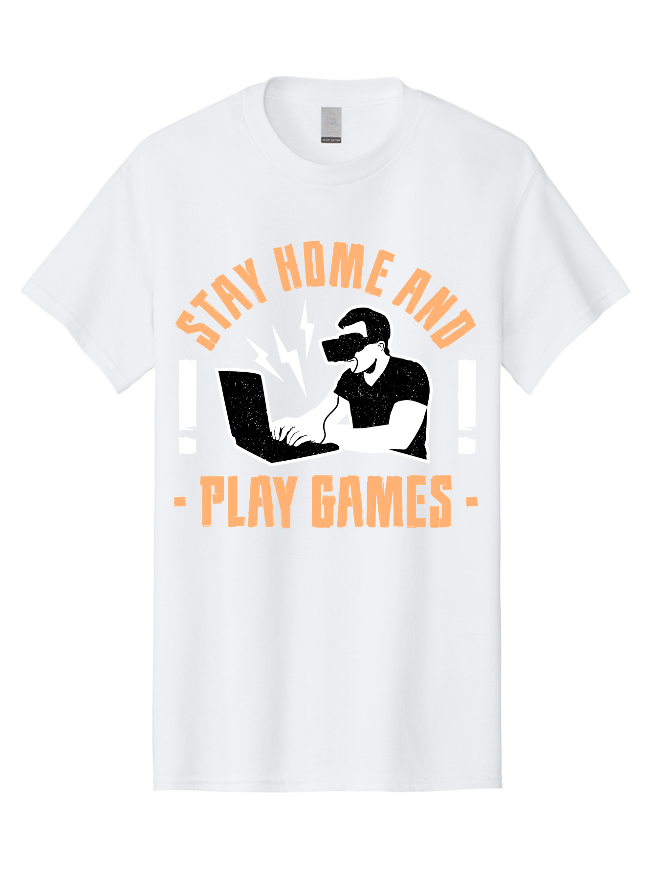 Stay-Home-And-Play-Games Men'S Graphic Tee, 100% Cotton, Comfortable Casual Summer Wear, Machine Washable, Gamer Playing Games On Laptop, Virtual Reality Gaming, Online Gaming, Stay Home Message, Gaming Promotion, Vr Headset - Aaa661 19
