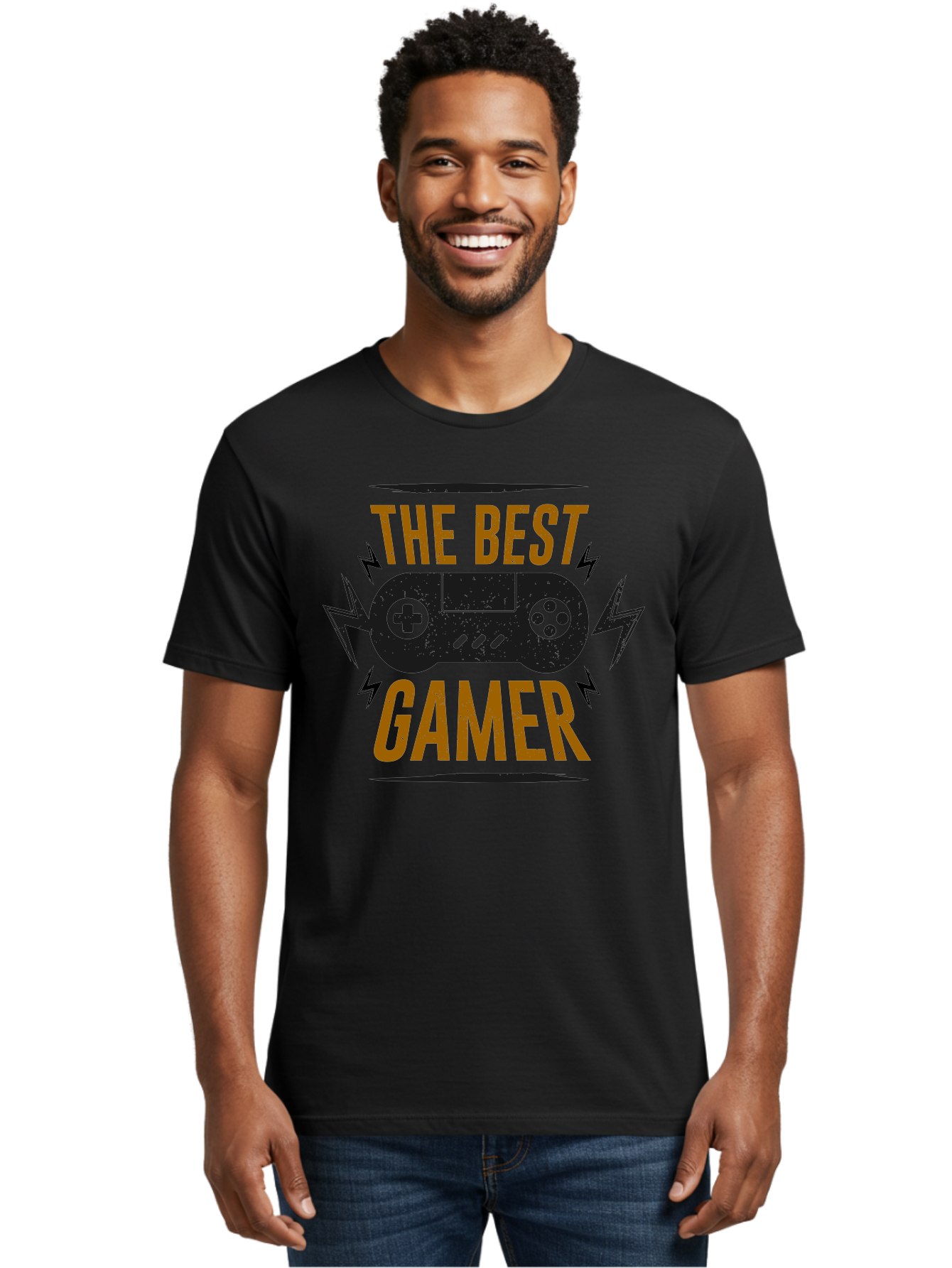 The-Best-Gamer Men'S Graphic Tee, 100% Cotton, Comfortable Casual Summer Wear, Machine Washable, Gaming Controller, Video Games, Gamer Culture, Retro Gaming, Gaming Graphics, Bold Typography, Lightning Bolts - Aaa662 10