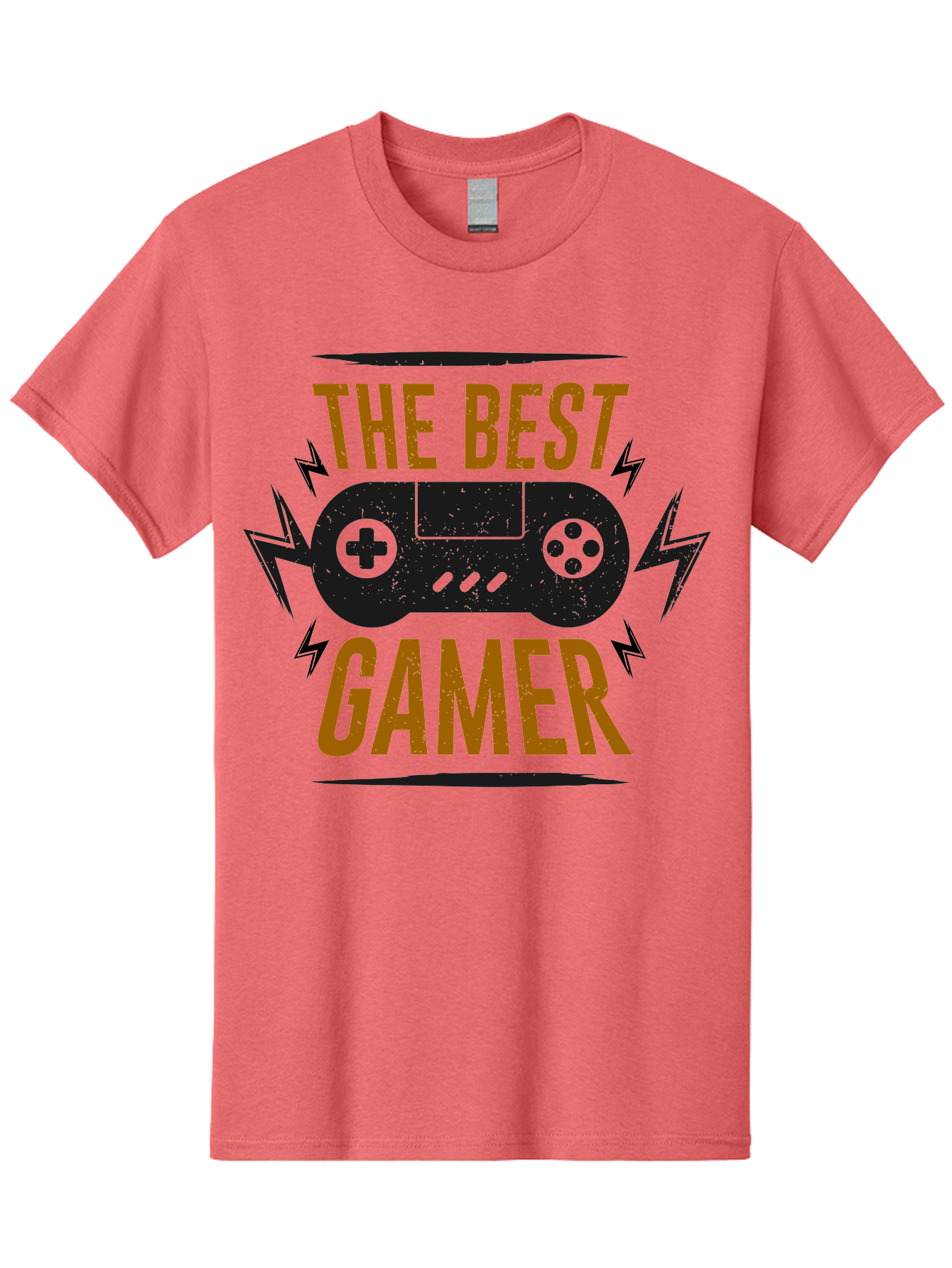 The-Best-Gamer Men'S Graphic Tee, 100% Cotton, Comfortable Casual Summer Wear, Machine Washable, Gaming Controller, Video Games, Gamer Culture, Retro Gaming, Gaming Graphics, Bold Typography, Lightning Bolts - Aaa662 23