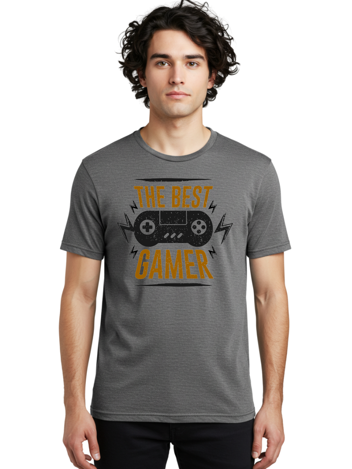 The-Best-Gamer Men'S Graphic Tee, 100% Cotton, Comfortable Casual Summer Wear, Machine Washable, Gaming Controller, Video Games, Gamer Culture, Retro Gaming, Gaming Graphics, Bold Typography, Lightning Bolts - Aaa662 30