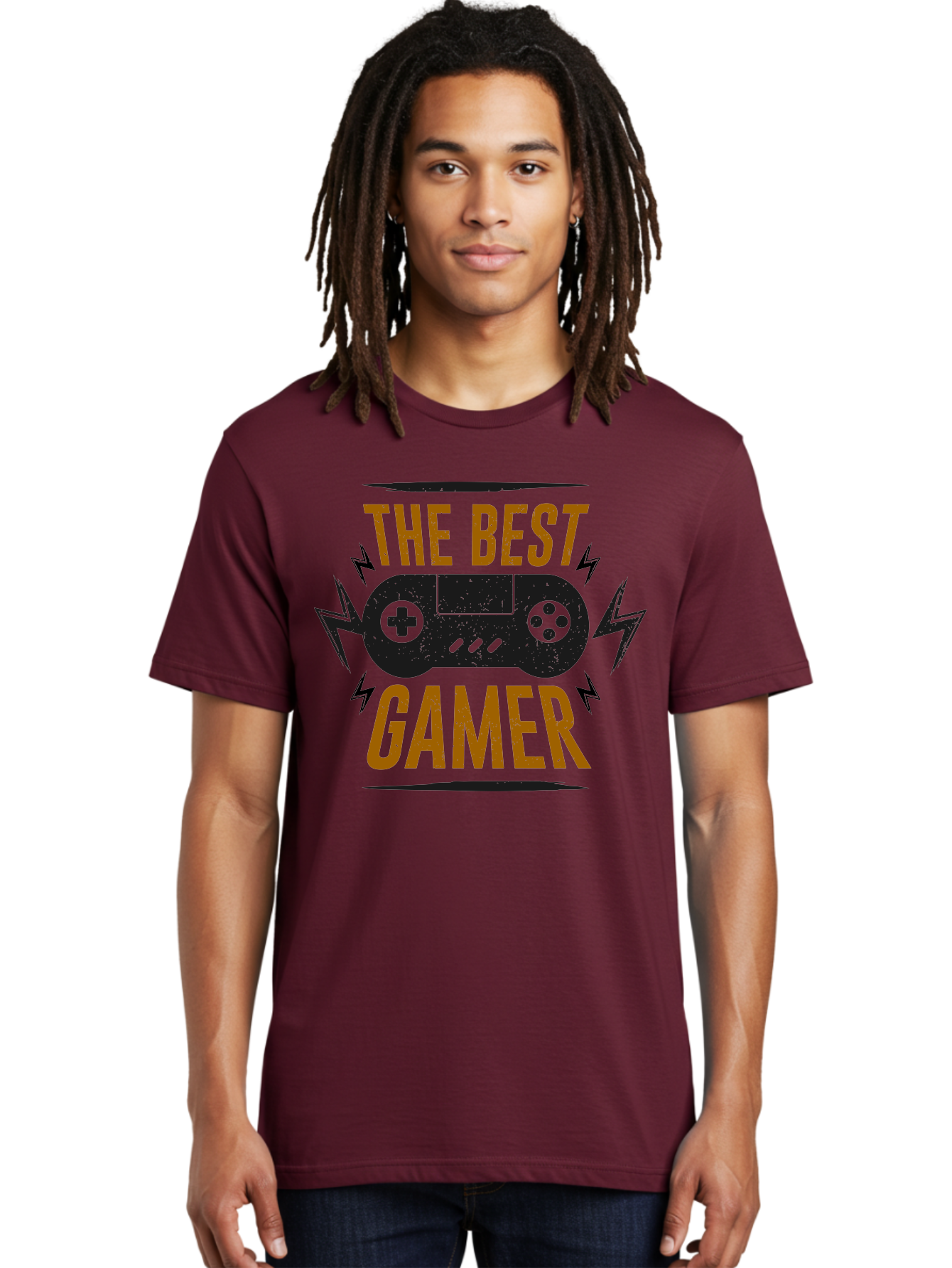 The-Best-Gamer Men'S Graphic Tee, 100% Cotton, Comfortable Casual Summer Wear, Machine Washable, Gaming Controller, Video Games, Gamer Culture, Retro Gaming, Gaming Graphics, Bold Typography, Lightning Bolts - Aaa662 6