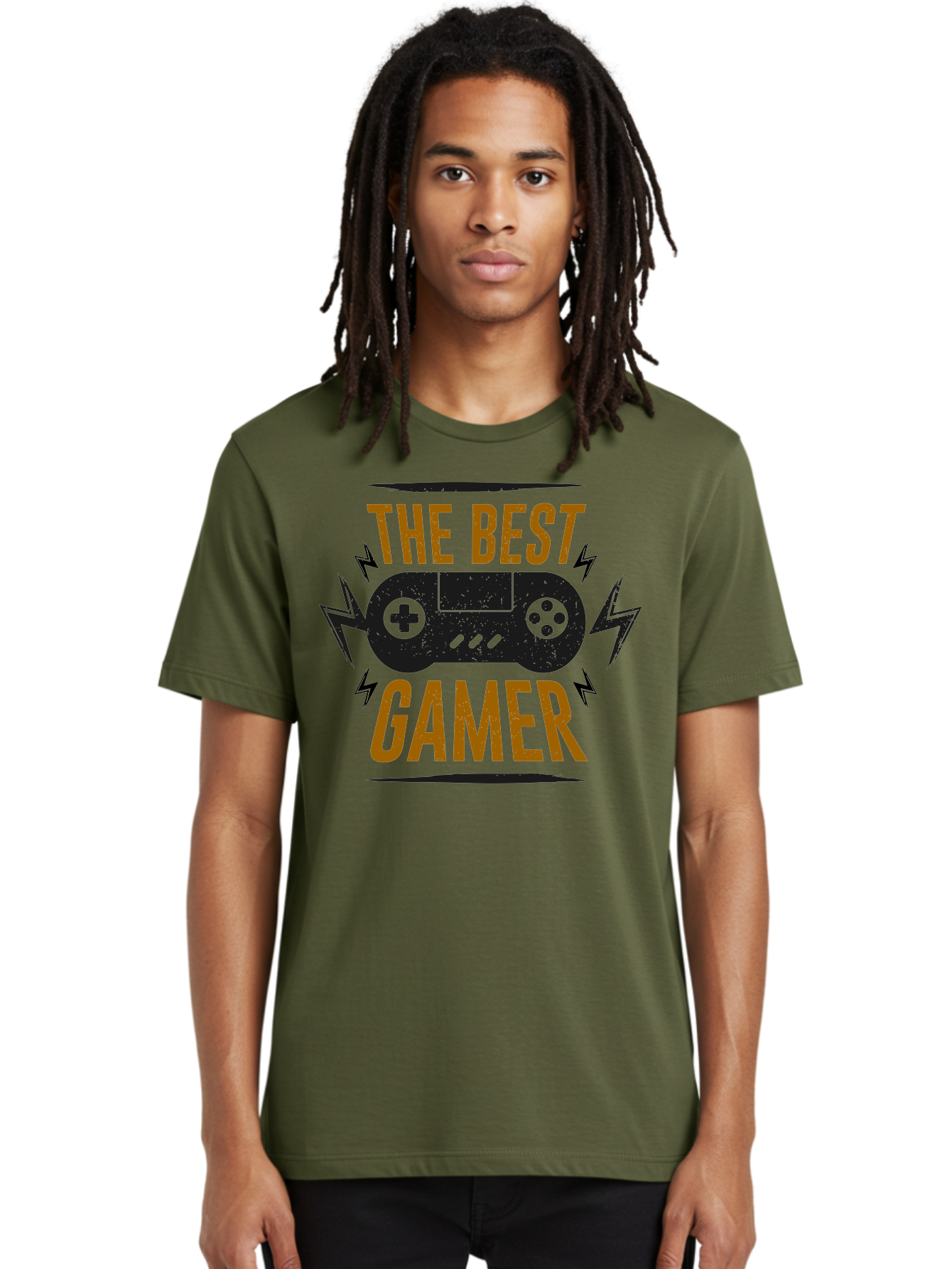 The-Best-Gamer Men'S Graphic Tee, 100% Cotton, Comfortable Casual Summer Wear, Machine Washable, Gaming Controller, Video Games, Gamer Culture, Retro Gaming, Gaming Graphics, Bold Typography, Lightning Bolts - Aaa662 20
