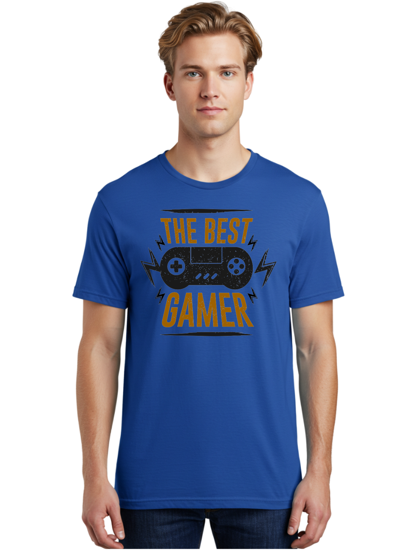 The-Best-Gamer Men'S Graphic Tee, 100% Cotton, Comfortable Casual Summer Wear, Machine Washable, Gaming Controller, Video Games, Gamer Culture, Retro Gaming, Gaming Graphics, Bold Typography, Lightning Bolts - Aaa662 14