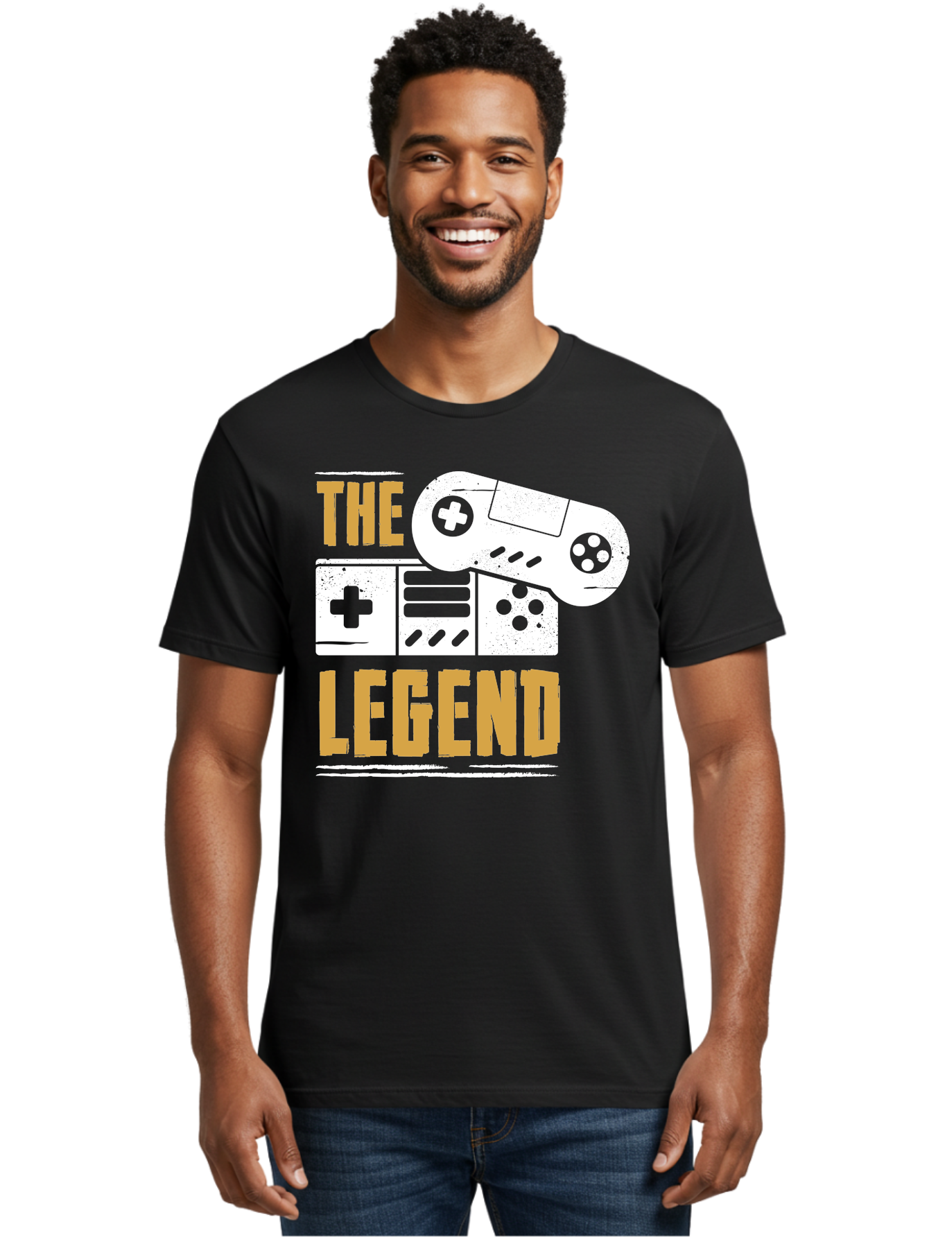 The-Legend Men'S Graphic Tee, 100% Cotton, Comfortable Casual Summer Wear, Machine Washable, Vintage Game Controller, Retro Gaming, Nostalgic Feel, Classic Video Games, Gaming Culture, Retro Tech, Pixel Art, Gaming Nostalgia - Aaa664 10