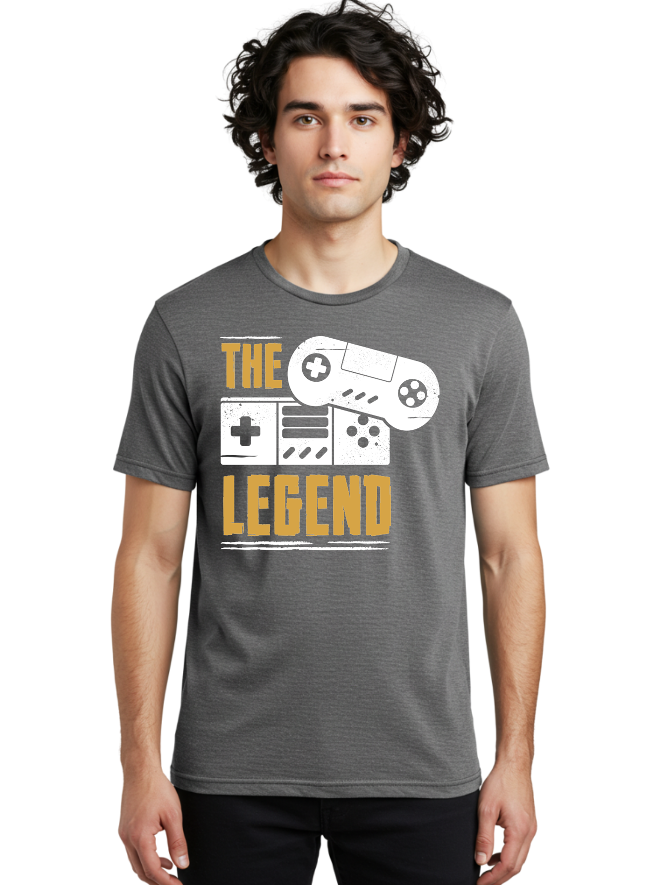 The-Legend Men'S Graphic Tee, 100% Cotton, Comfortable Casual Summer Wear, Machine Washable, Vintage Game Controller, Retro Gaming, Nostalgic Feel, Classic Video Games, Gaming Culture, Retro Tech, Pixel Art, Gaming Nostalgia - Aaa664 30