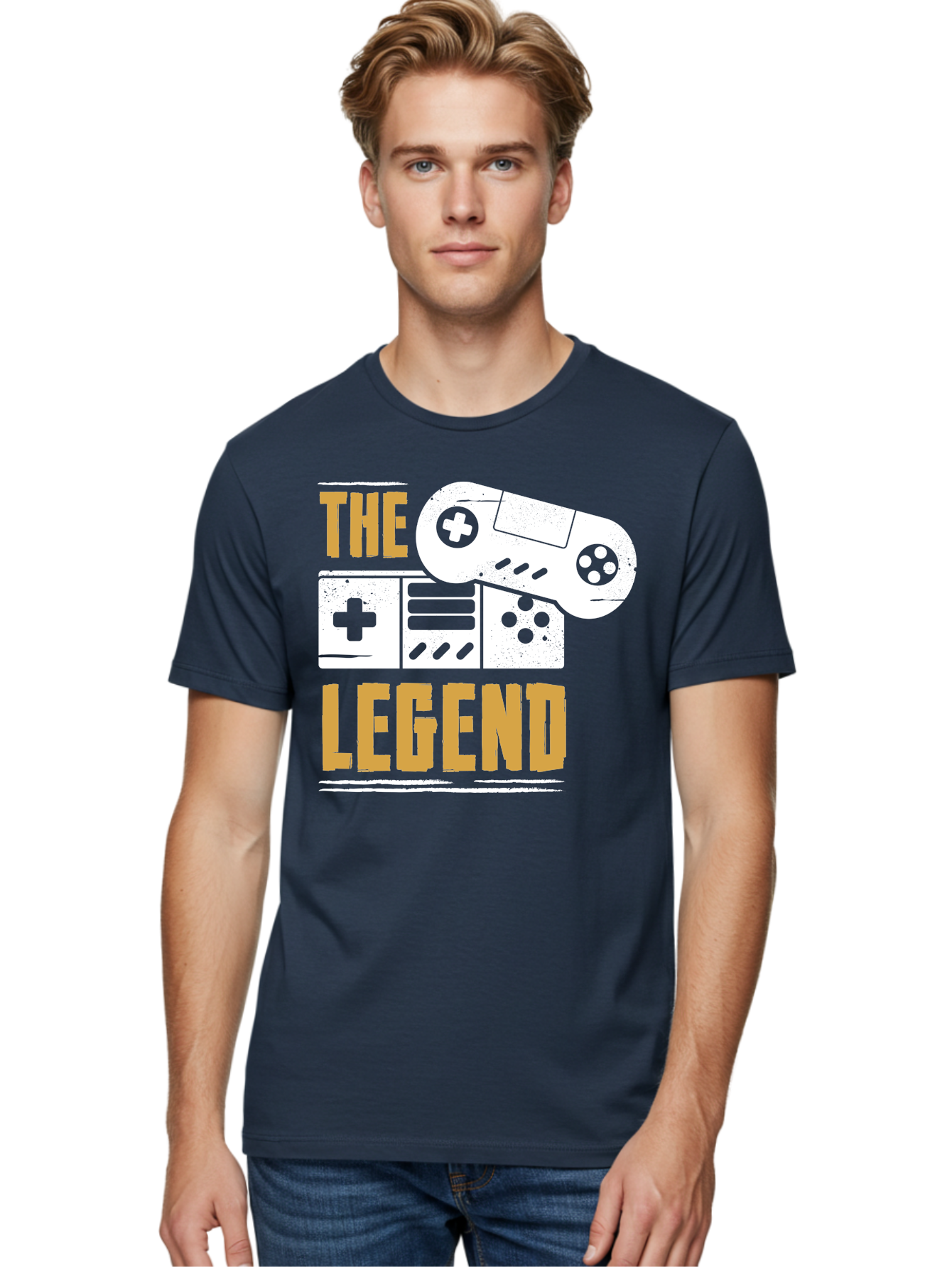 The-Legend Men'S Graphic Tee, 100% Cotton, Comfortable Casual Summer Wear, Machine Washable, Vintage Game Controller, Retro Gaming, Nostalgic Feel, Classic Video Games, Gaming Culture, Retro Tech, Pixel Art, Gaming Nostalgia - Aaa664 28