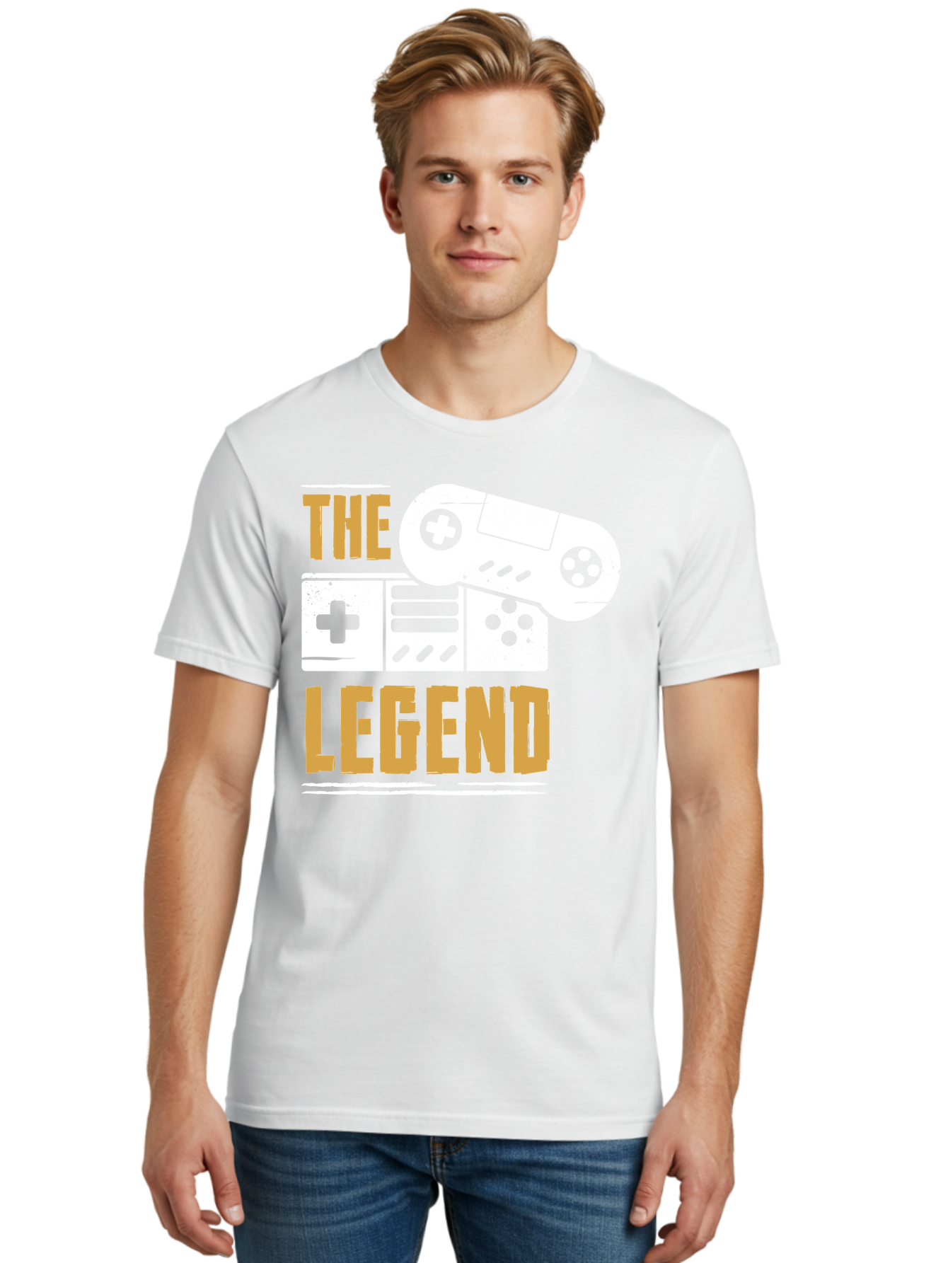 The-Legend Men'S Graphic Tee, 100% Cotton, Comfortable Casual Summer Wear, Machine Washable, Vintage Game Controller, Retro Gaming, Nostalgic Feel, Classic Video Games, Gaming Culture, Retro Tech, Pixel Art, Gaming Nostalgia - Aaa664 30