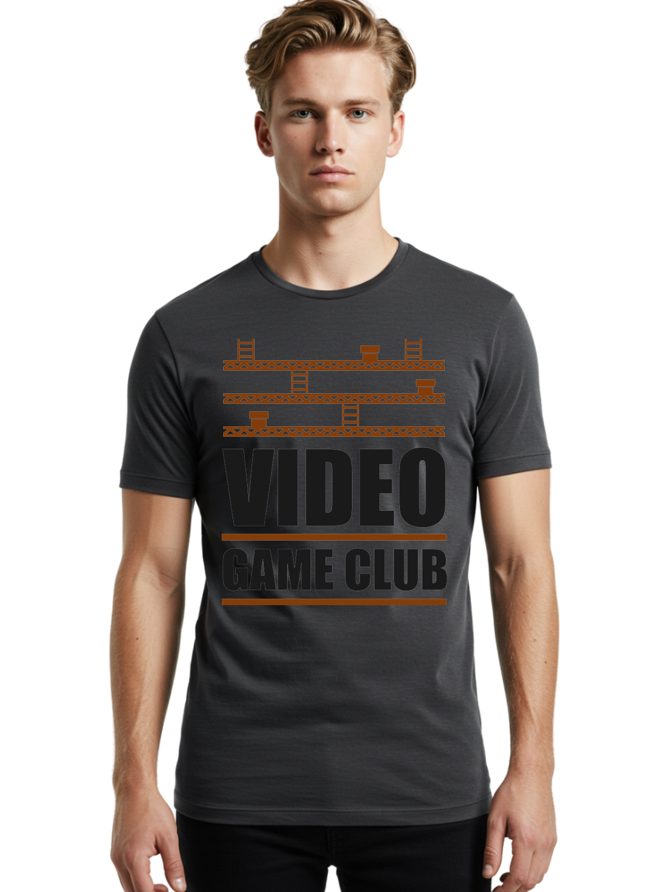Video-Game-Club Men'S Graphic Tee, 100% Cotton, Comfortable Casual Summer Wear, Machine Washable, Video Game Club, Gaming Community, Retro Gaming, Pixel Art, Ladders, Platforms, Online Gaming Group, Gaming Culture - Aaa665 8